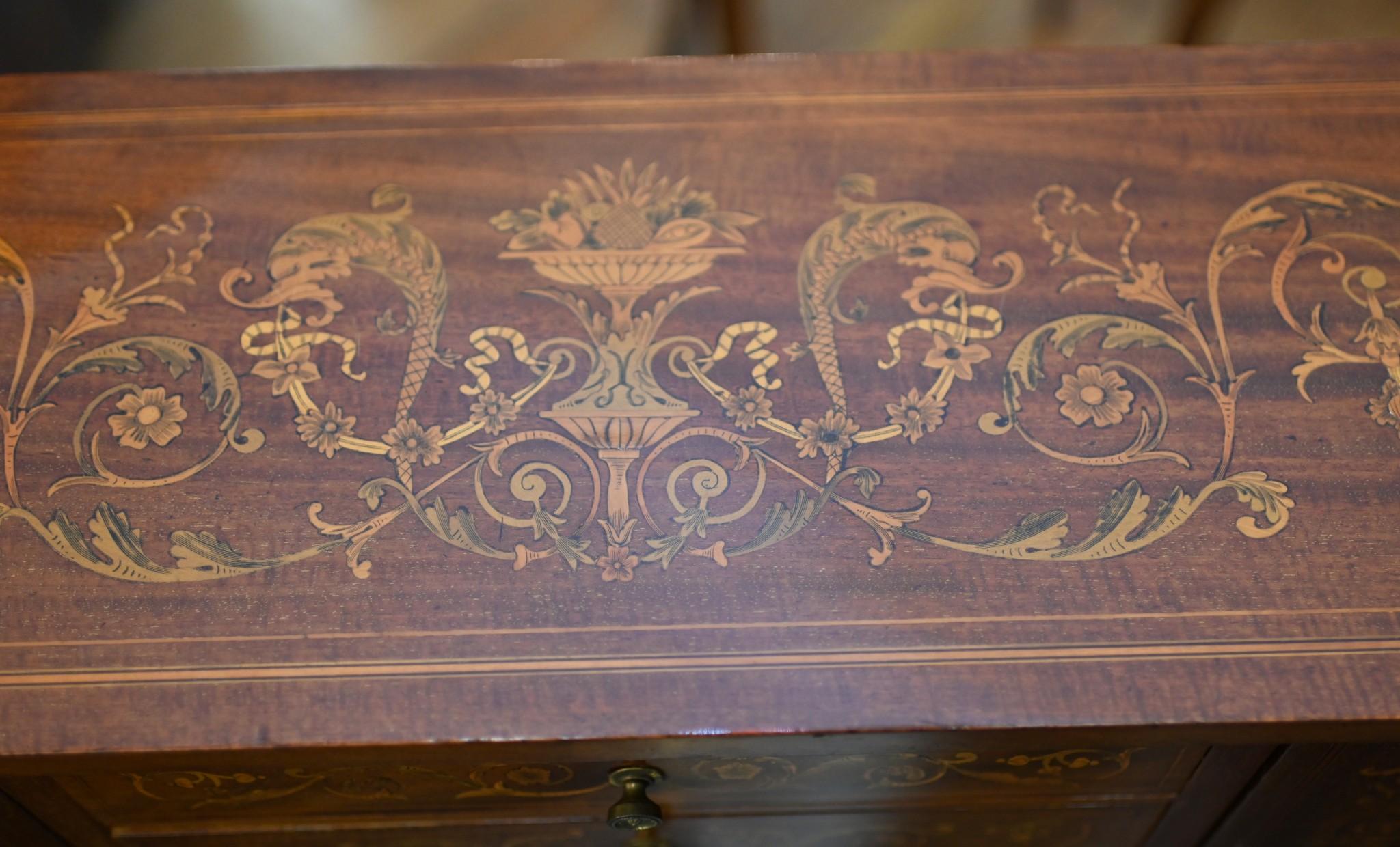 Legno Scrivania Regency Carlton House Sheraton intarsiata 1880 in vendita