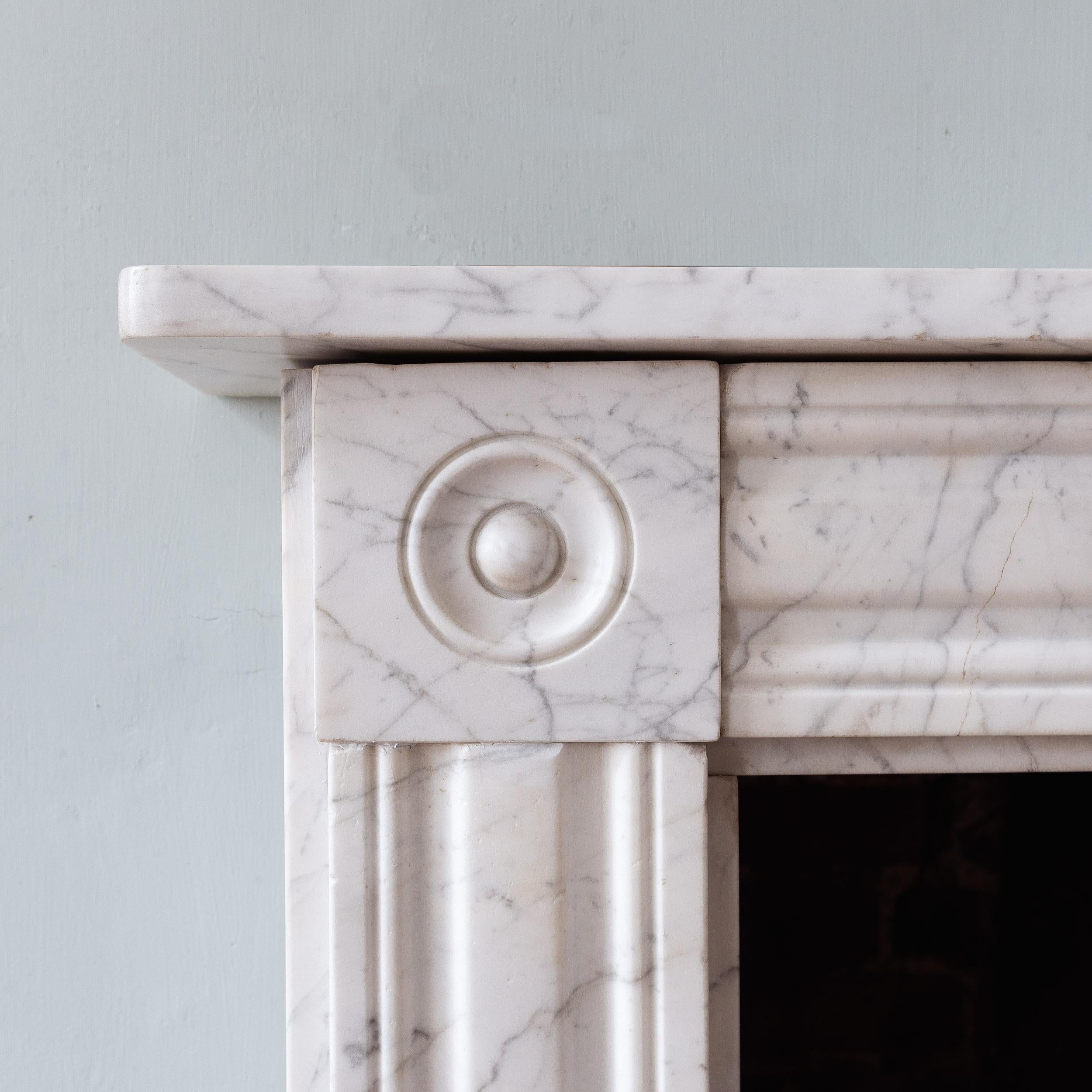 English Regency Carrara Bullseye Fireplace For Sale