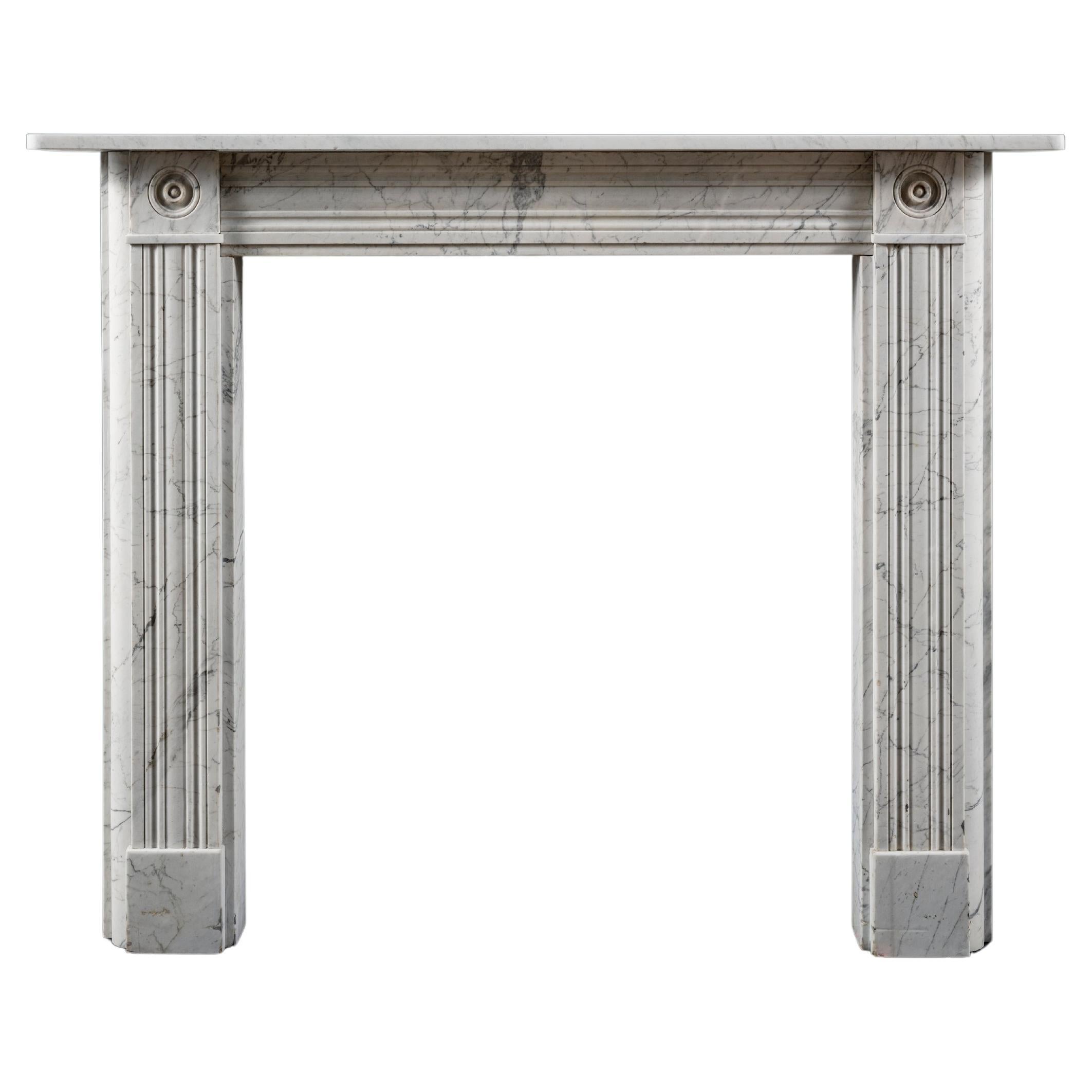 Regency Carrara Marble Bullseye Fireplace Surround