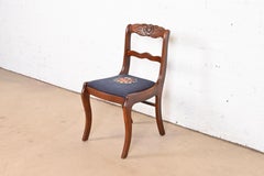 Regency geschnitzt Kirsche Holz und Nadelspitze gepolstert Side Chair