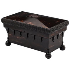 Regency Carved Coromandel Tea Chest Tea Caddy 19th Century