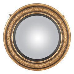 Regency Carved Giltwood Convex Mirror