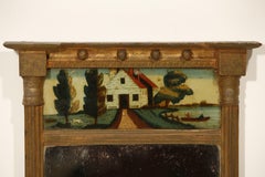 Regency Carved Giltwood Pier Mirror Eglomisé Panel Trumeau