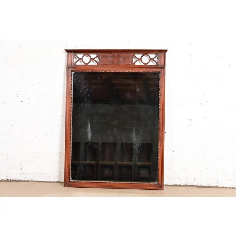 Regency Carved Mahogany Wall Mirror by West Michigan Furniture Co., Circa 1940s For Sale 7