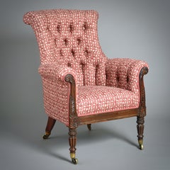 Regency Carved Rosewood Library Armchair Attributed to Gillows