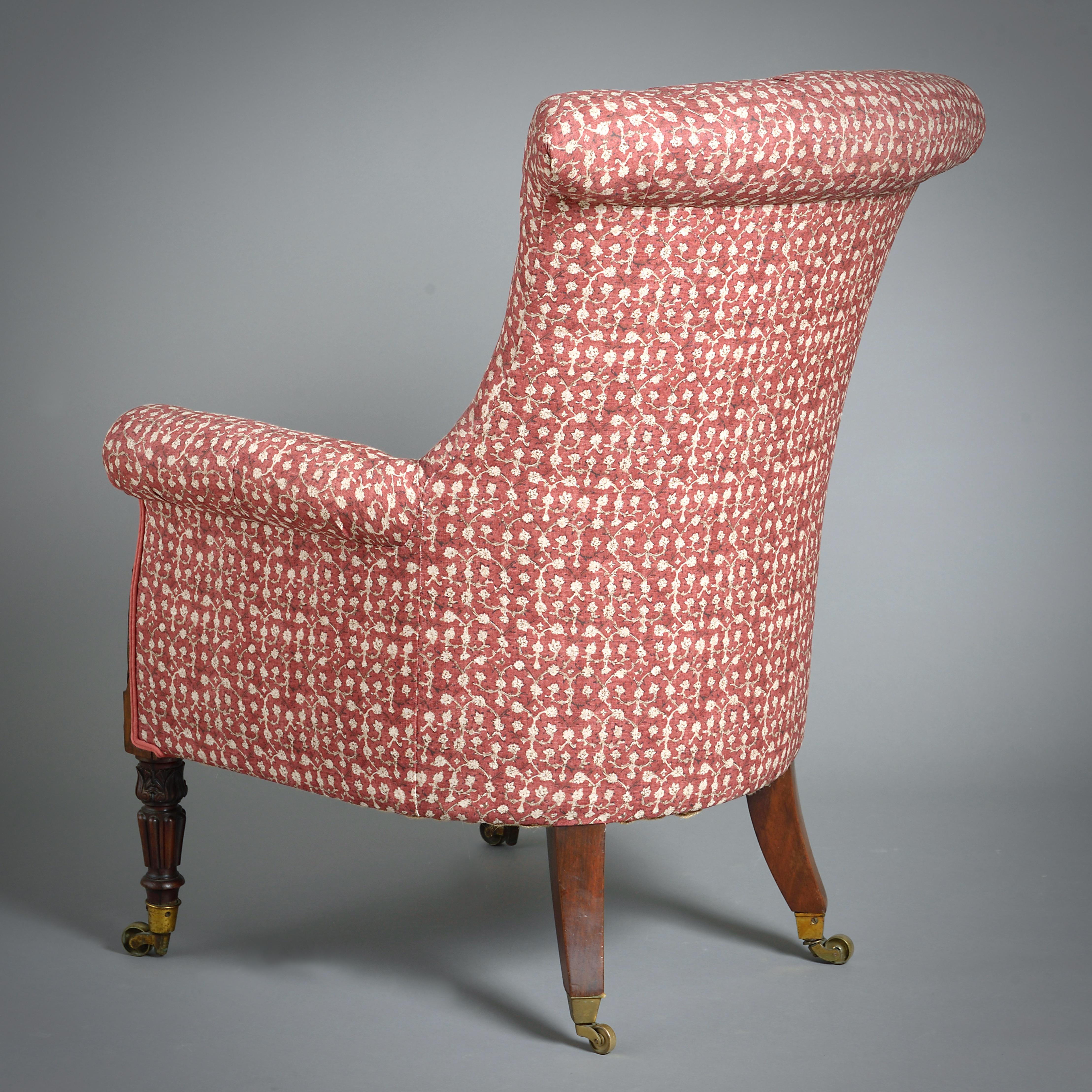 Bois de rose Fauteuil de bibliothèque en bois de rose sculpté de style Régence attribué à Gillows en vente