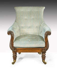 Regency Carved Rosewood Library Armchair