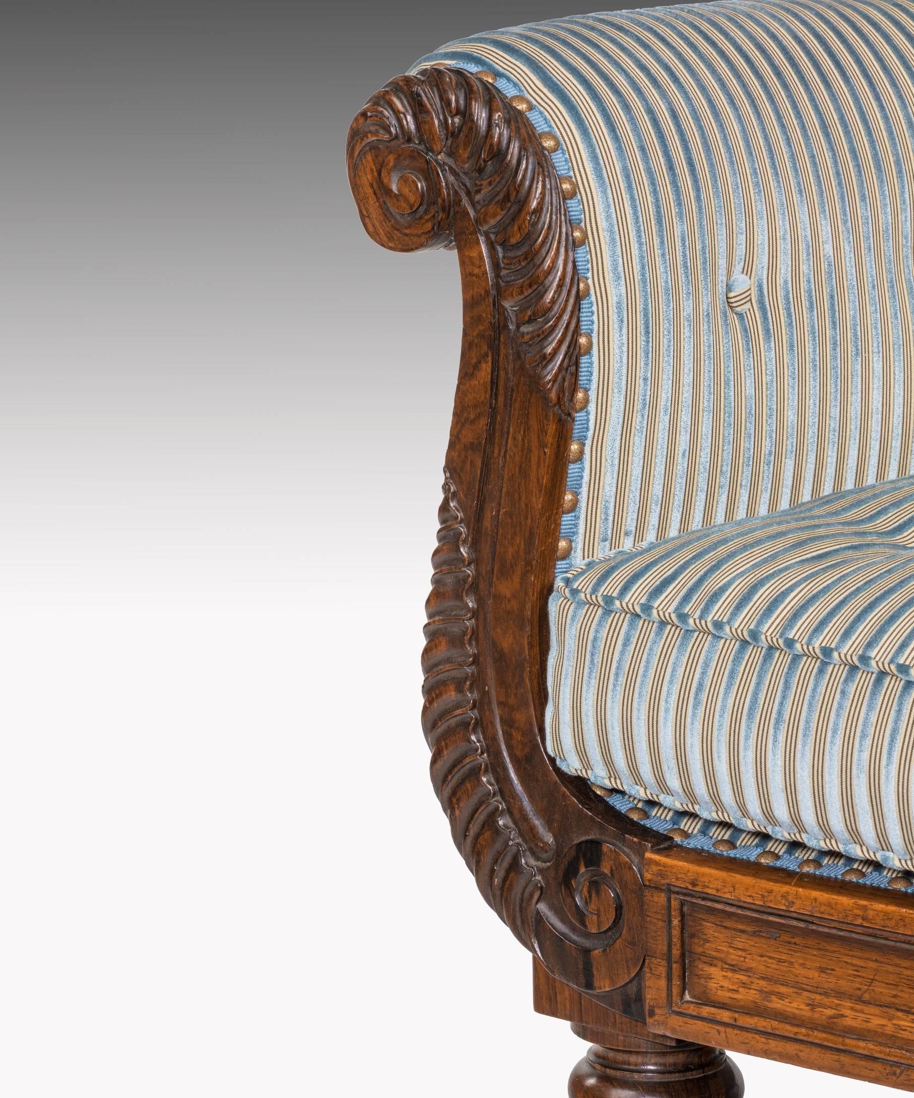 Early 19th Century Regency Carved Rosewood Library Armchair