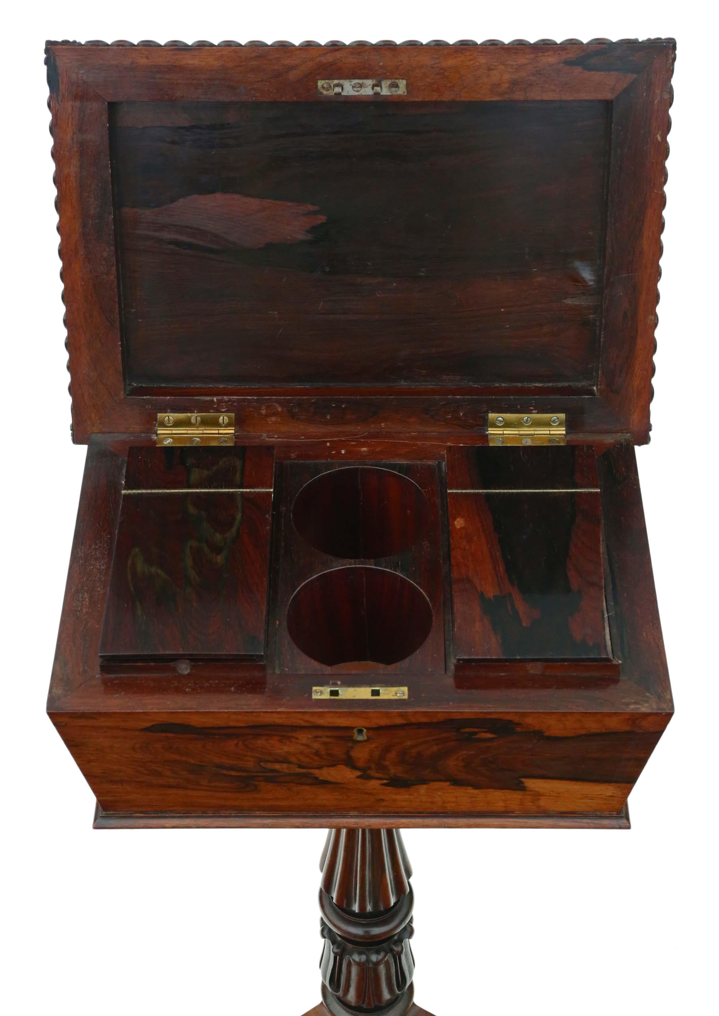 Regency Carved Rosewood Tea Ploy In Good Condition For Sale In Wisbech, Cambridgeshire