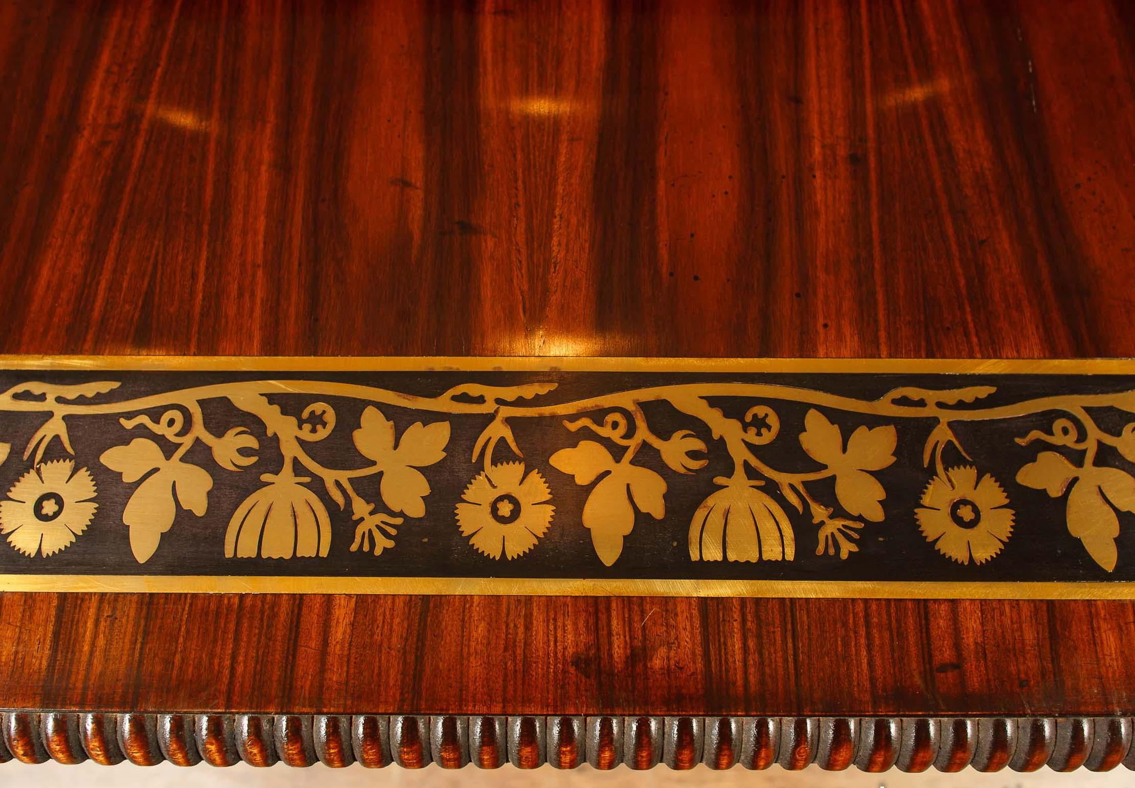 brass inlay octagon table