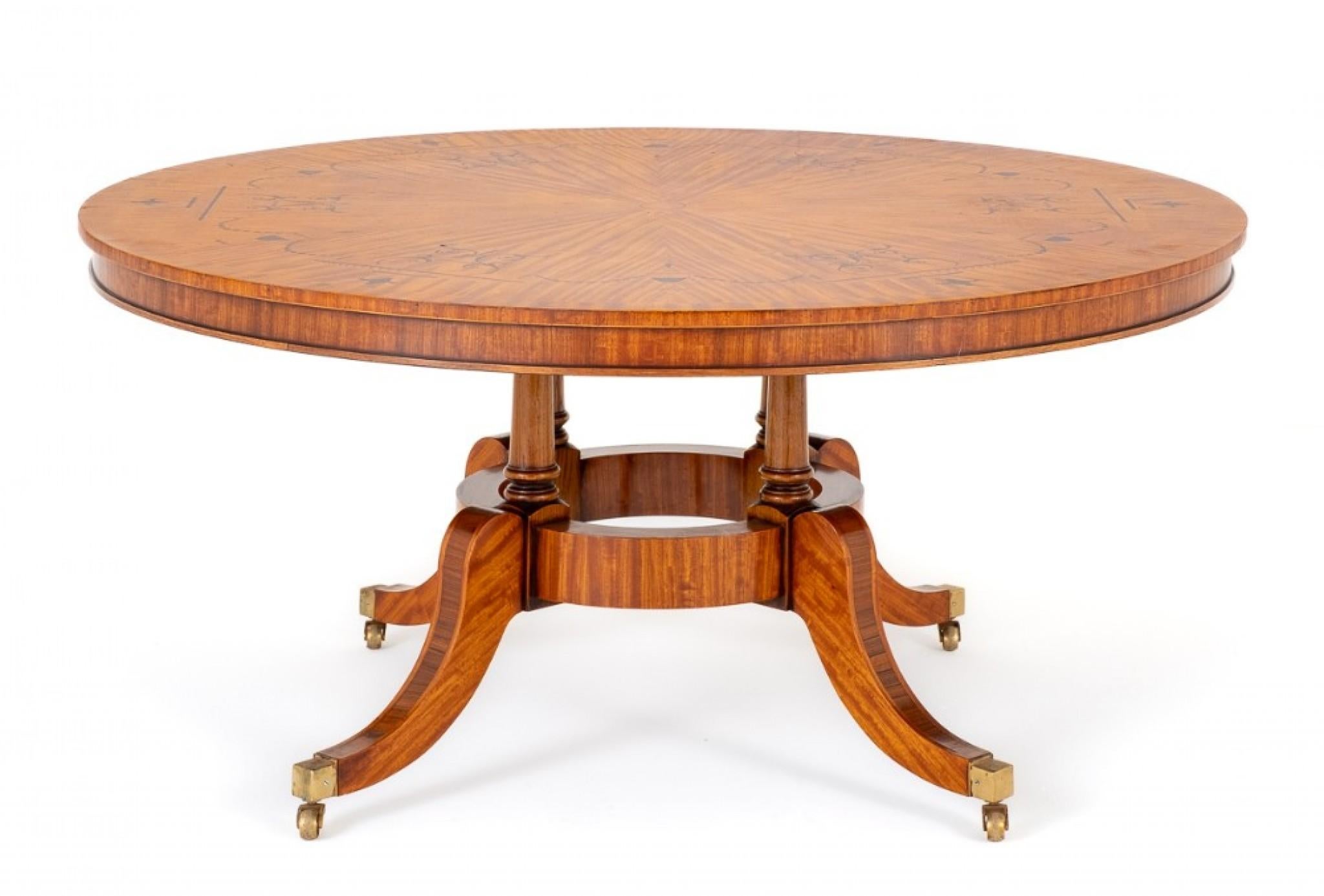 Early 20th Century Regency Centre Table Satinwood Inlay Dining For Sale
