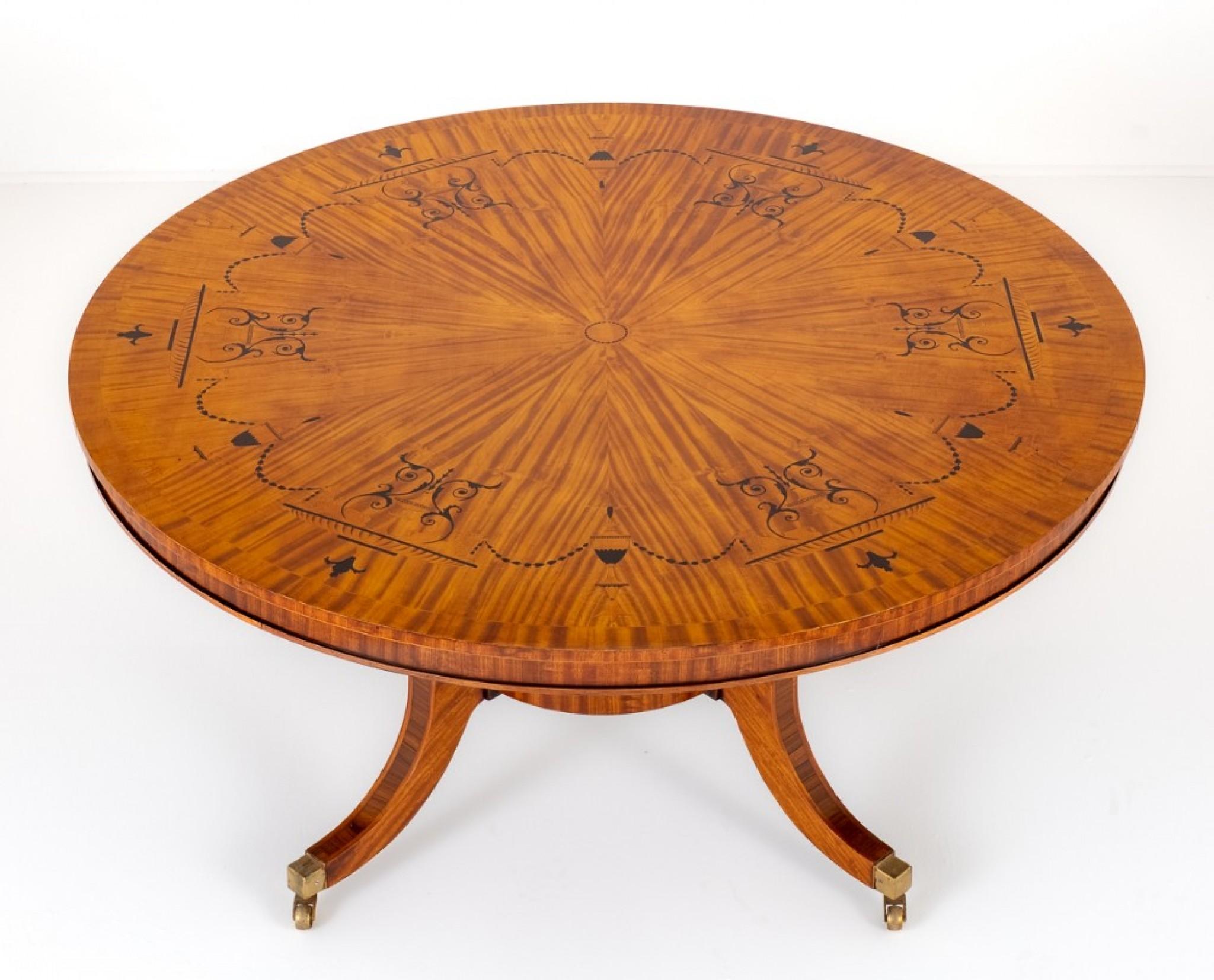 Regency Centre Table Satinwood Inlay Dining For Sale 4
