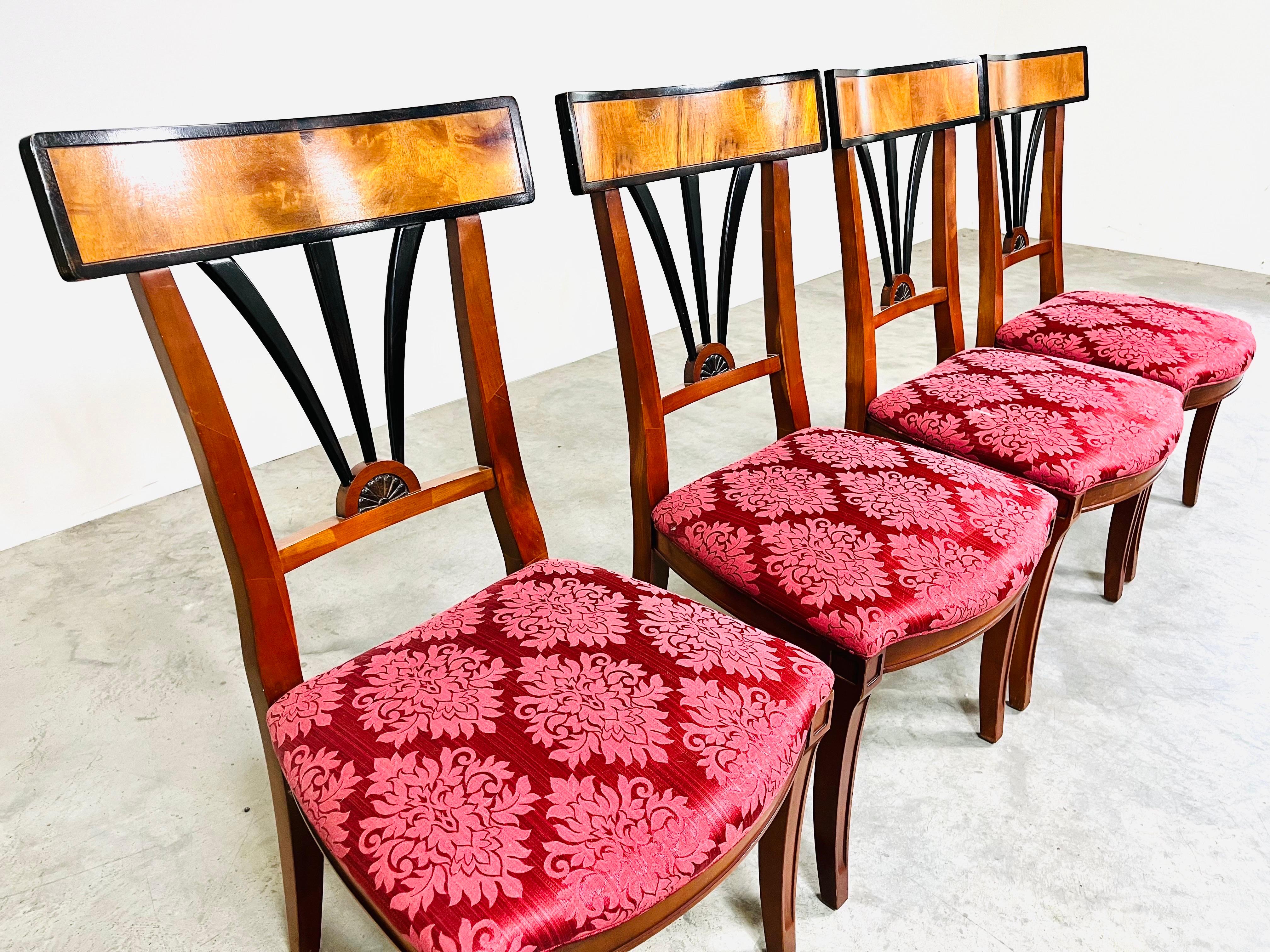 Regency Century Furniture Biedermeier Style Set of 6 Burl Dining Chairs 2