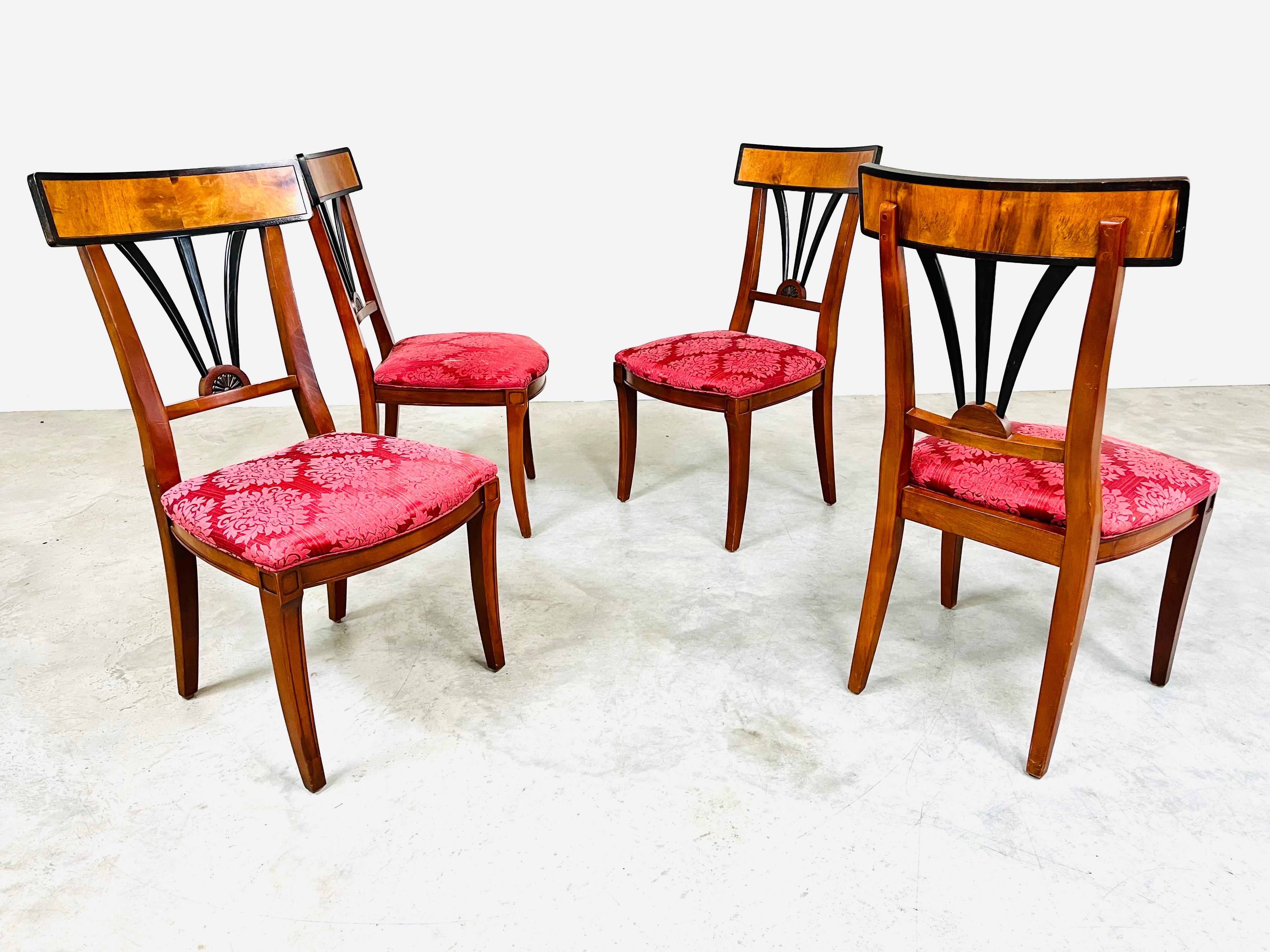 Regency Century Furniture Biedermeier Style Set of 6 Burl Dining Chairs 3
