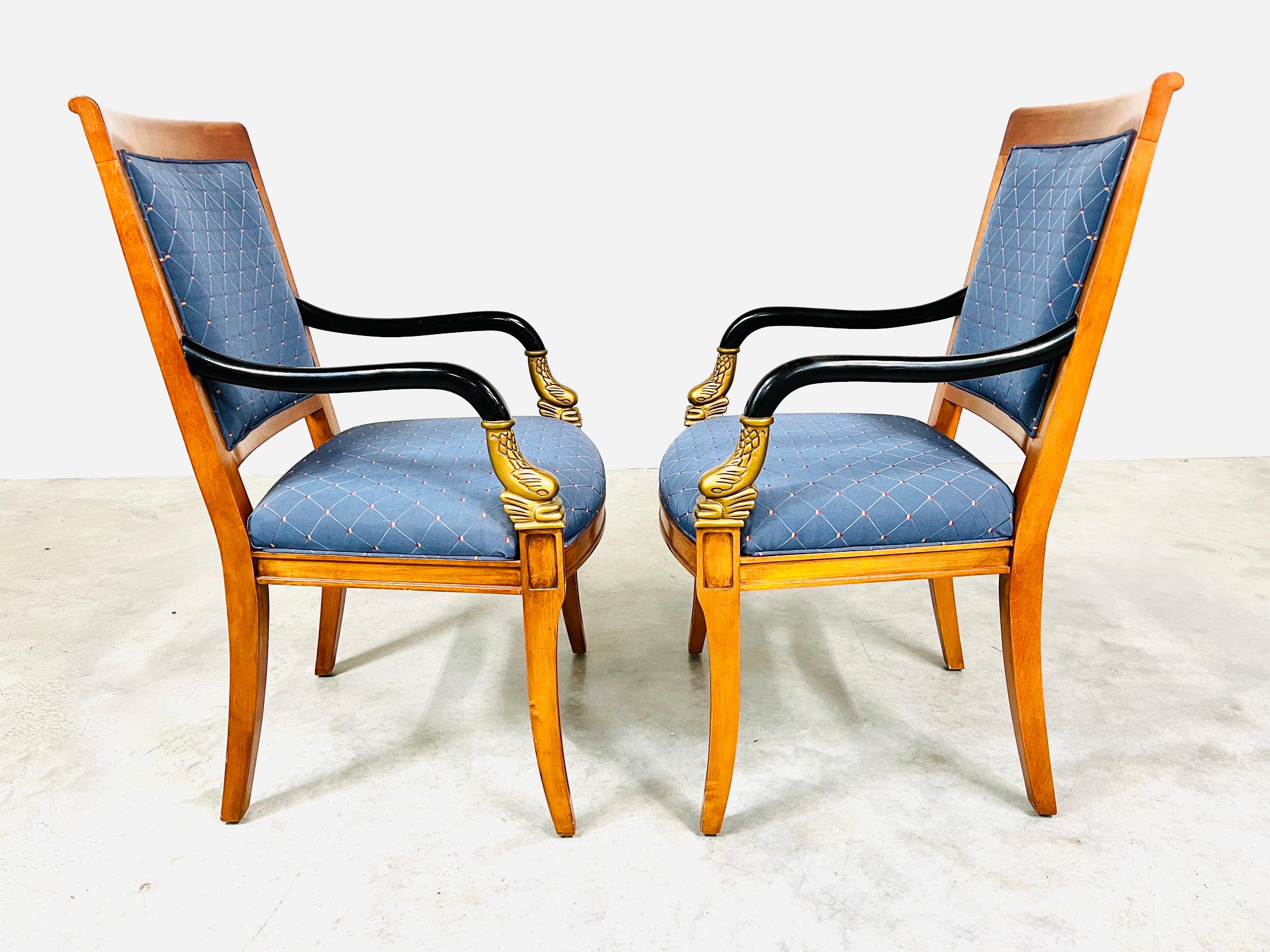 American Regency Century Furniture Biedermeier Style Set of 6 Burl Dining Chairs