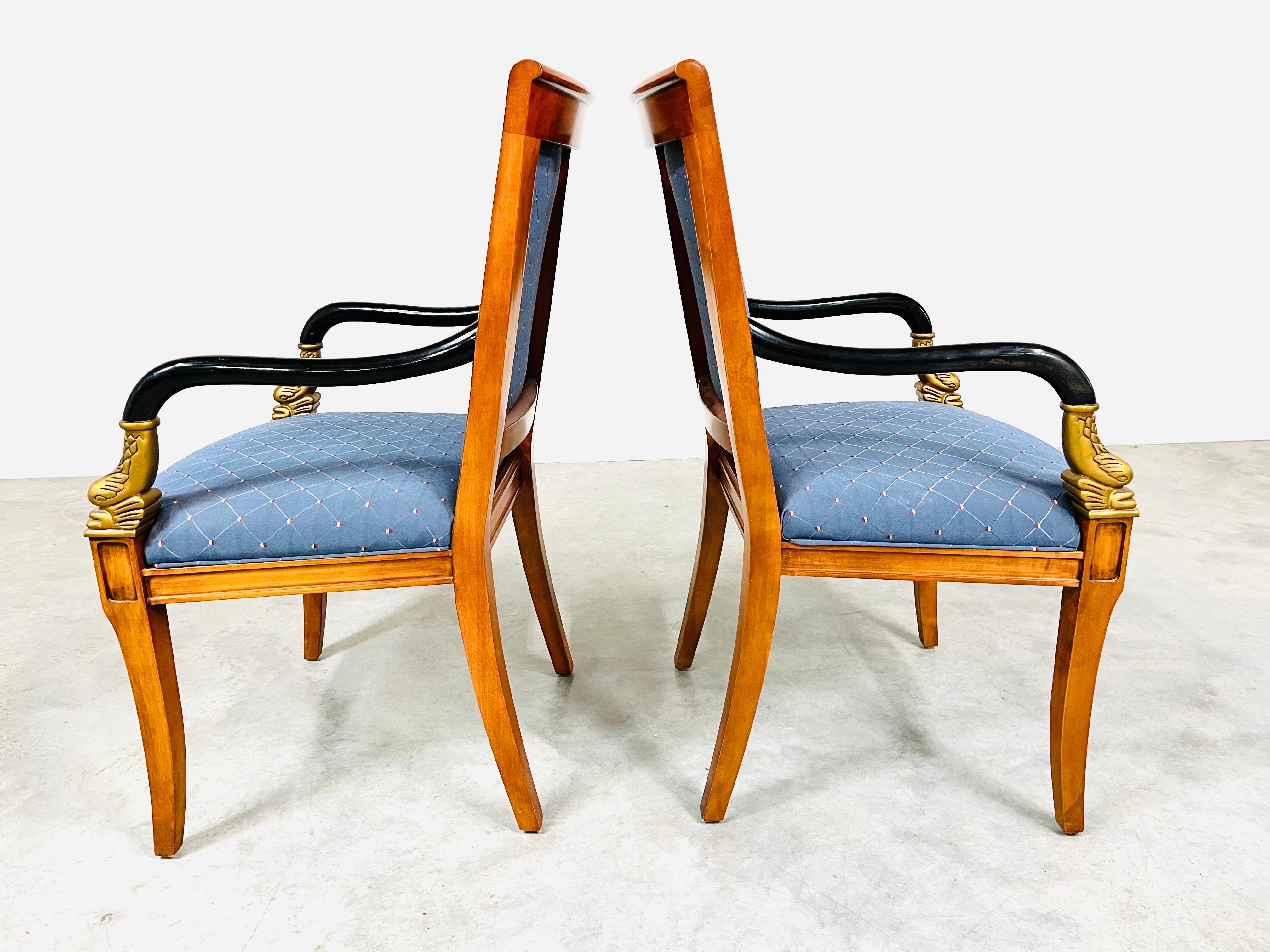 Carved Regency Century Furniture Biedermeier Style Set of 6 Burl Dining Chairs