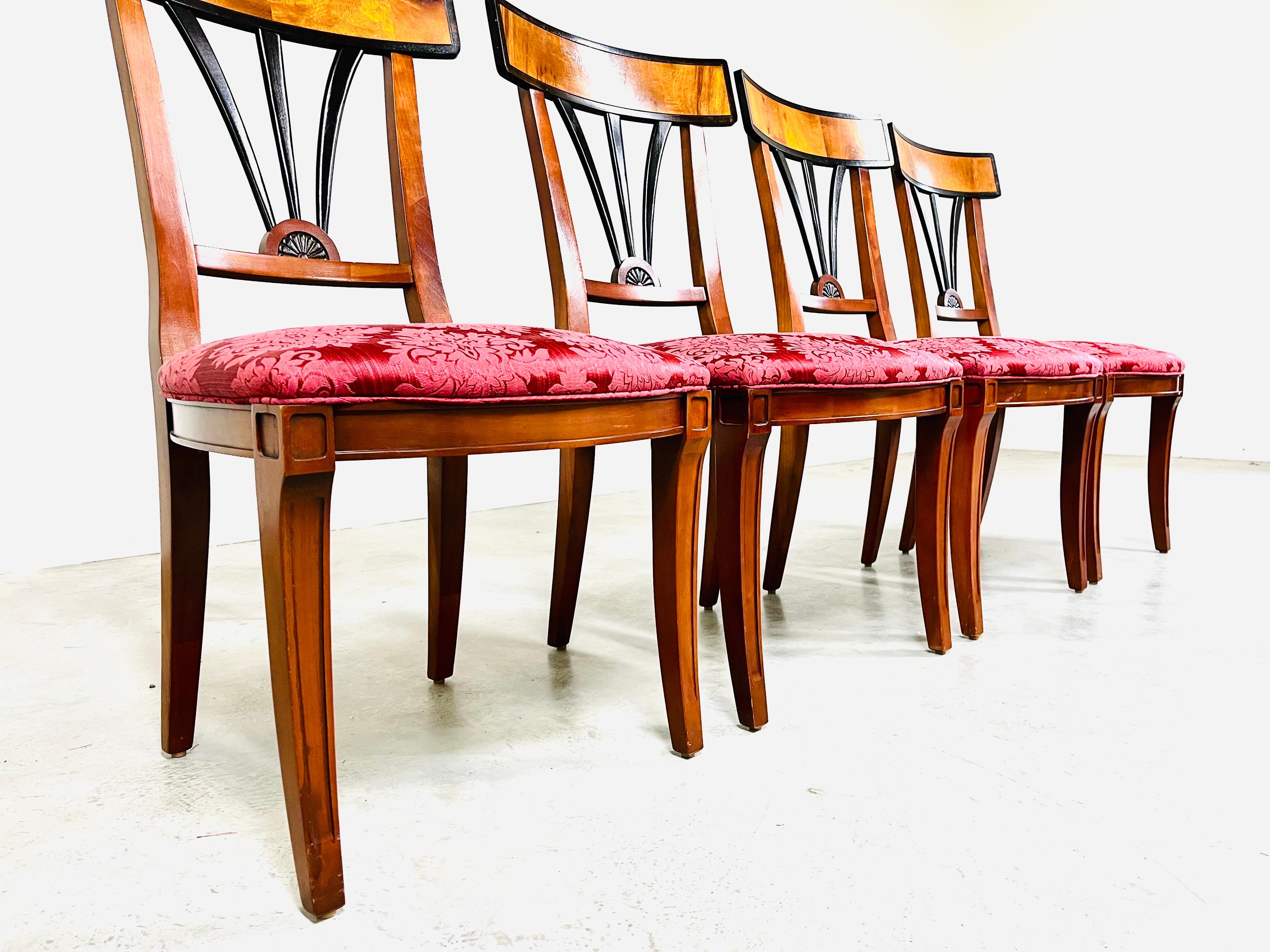 Cotton Regency Century Furniture Biedermeier Style Set of 6 Burl Dining Chairs