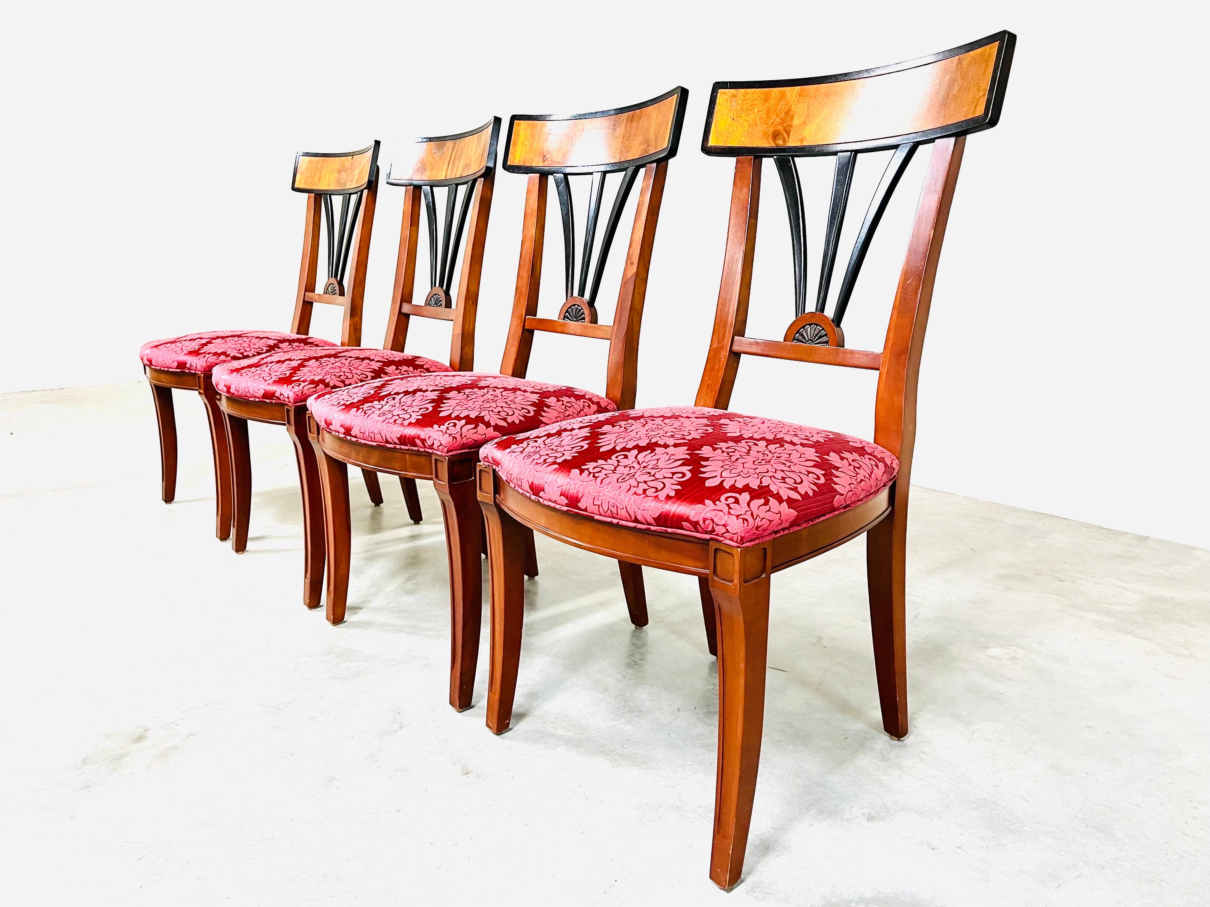 Regency Century Furniture Biedermeier Style Set of 6 Burl Dining Chairs 1