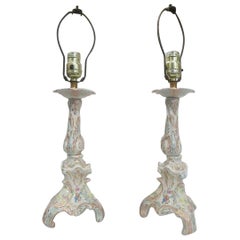 Vintage Regency Ceramic Capo Di Monte Style Floral Lamp