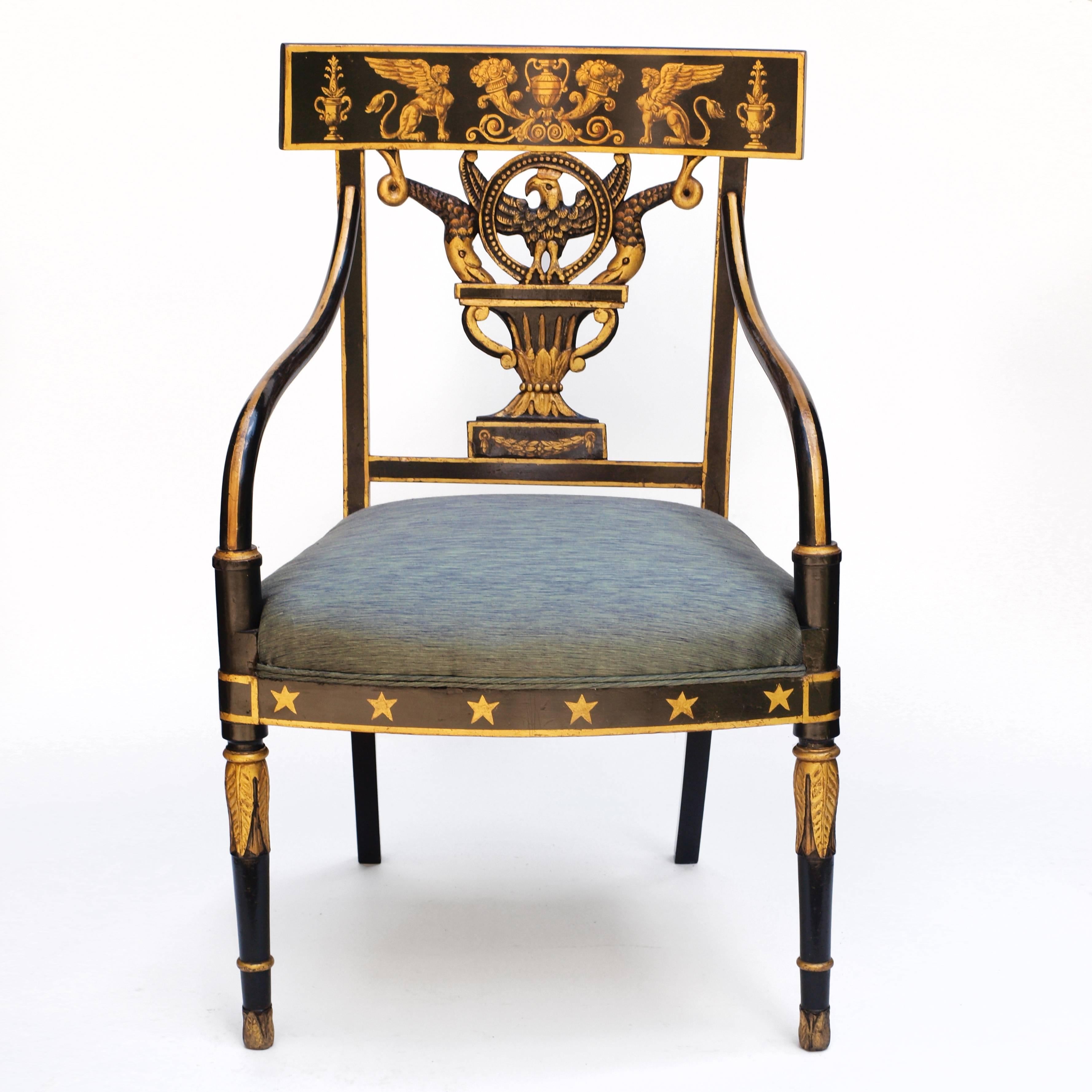 Early Nineteenth Century American Regency Painted Armchair  2