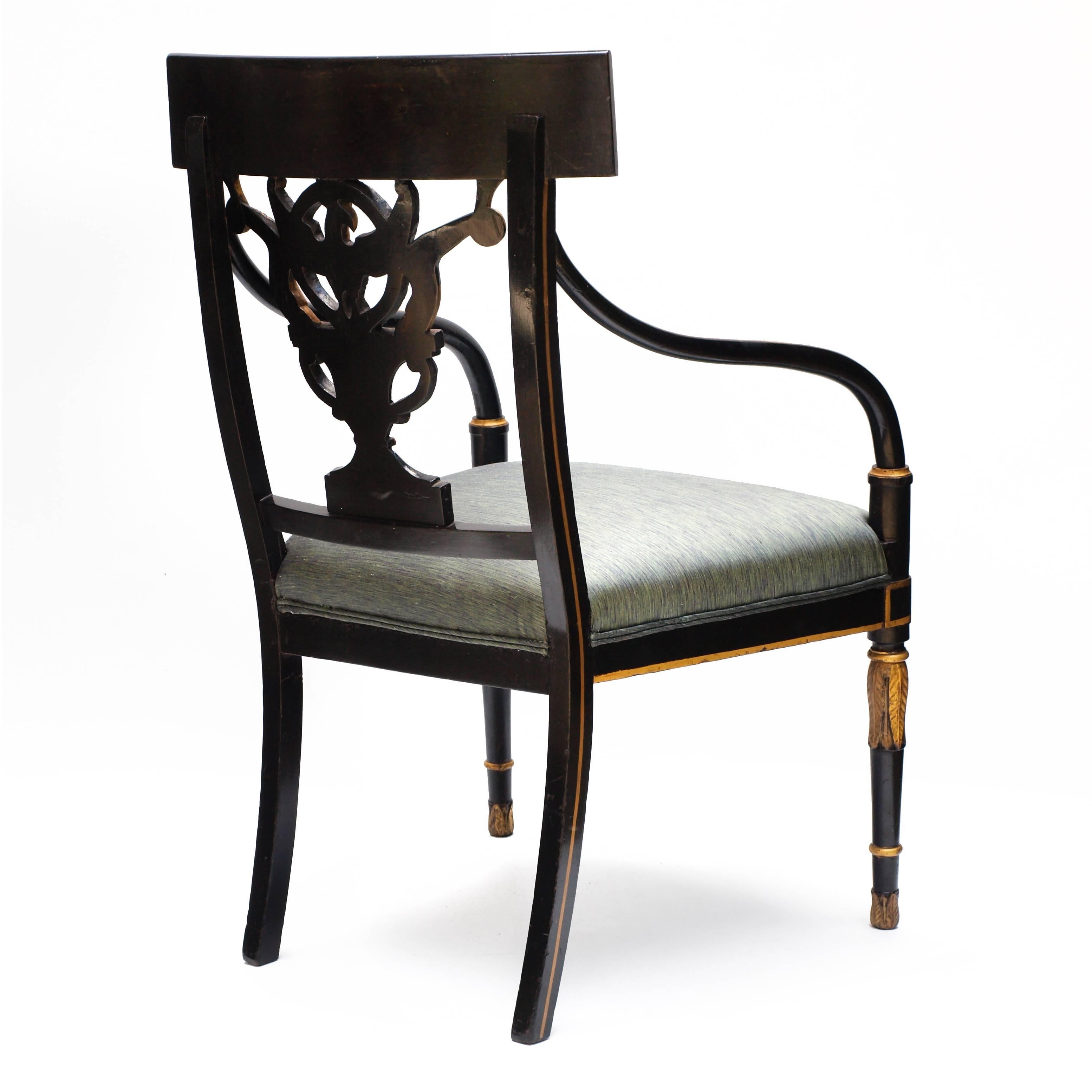 Early Nineteenth Century American Regency Painted Armchair  10