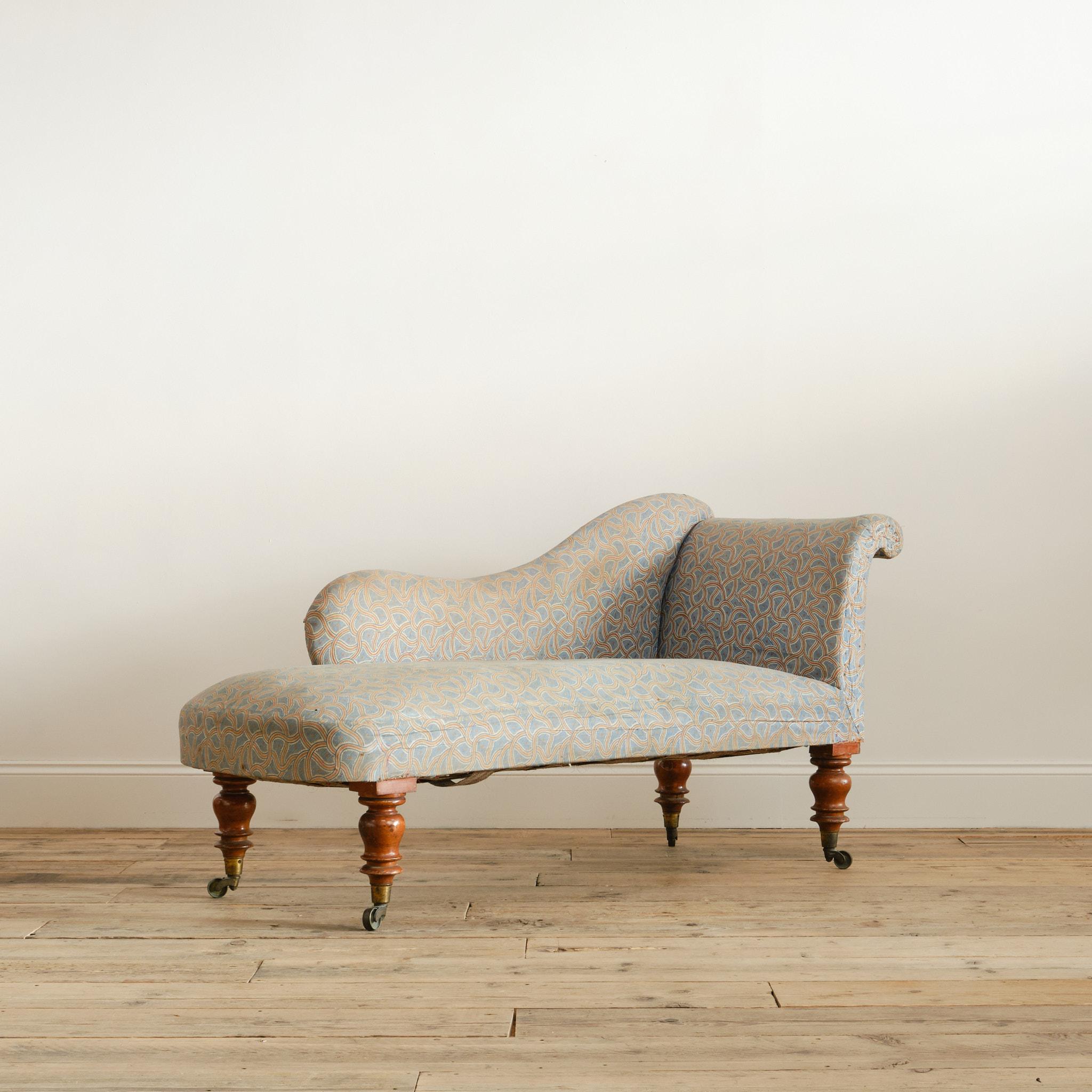 British Regency Chaise Longue in Original Fabric