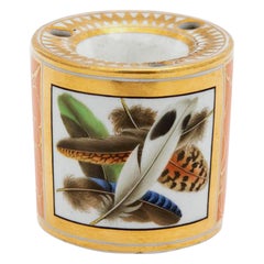 Regency Chamberlain Worcester Porcelain Feather-decorated Inkwell