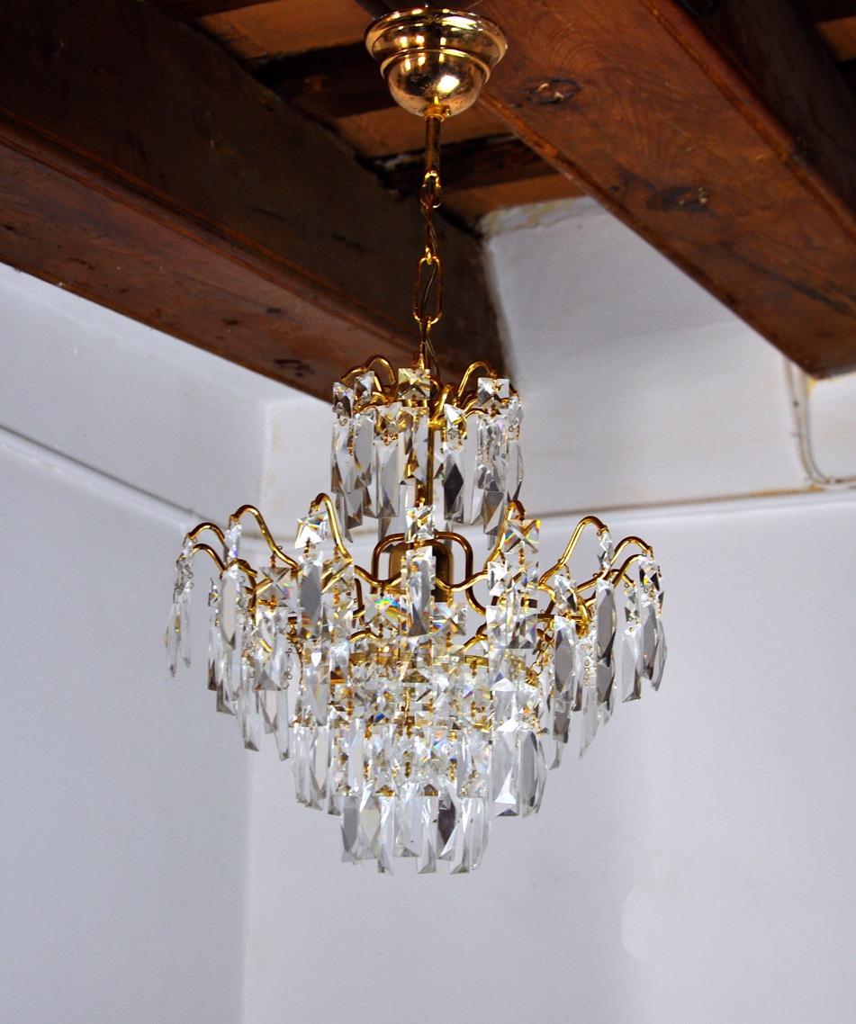 Spanish Regency Chandelier, Cut Crystals, Spain, 1980 For Sale