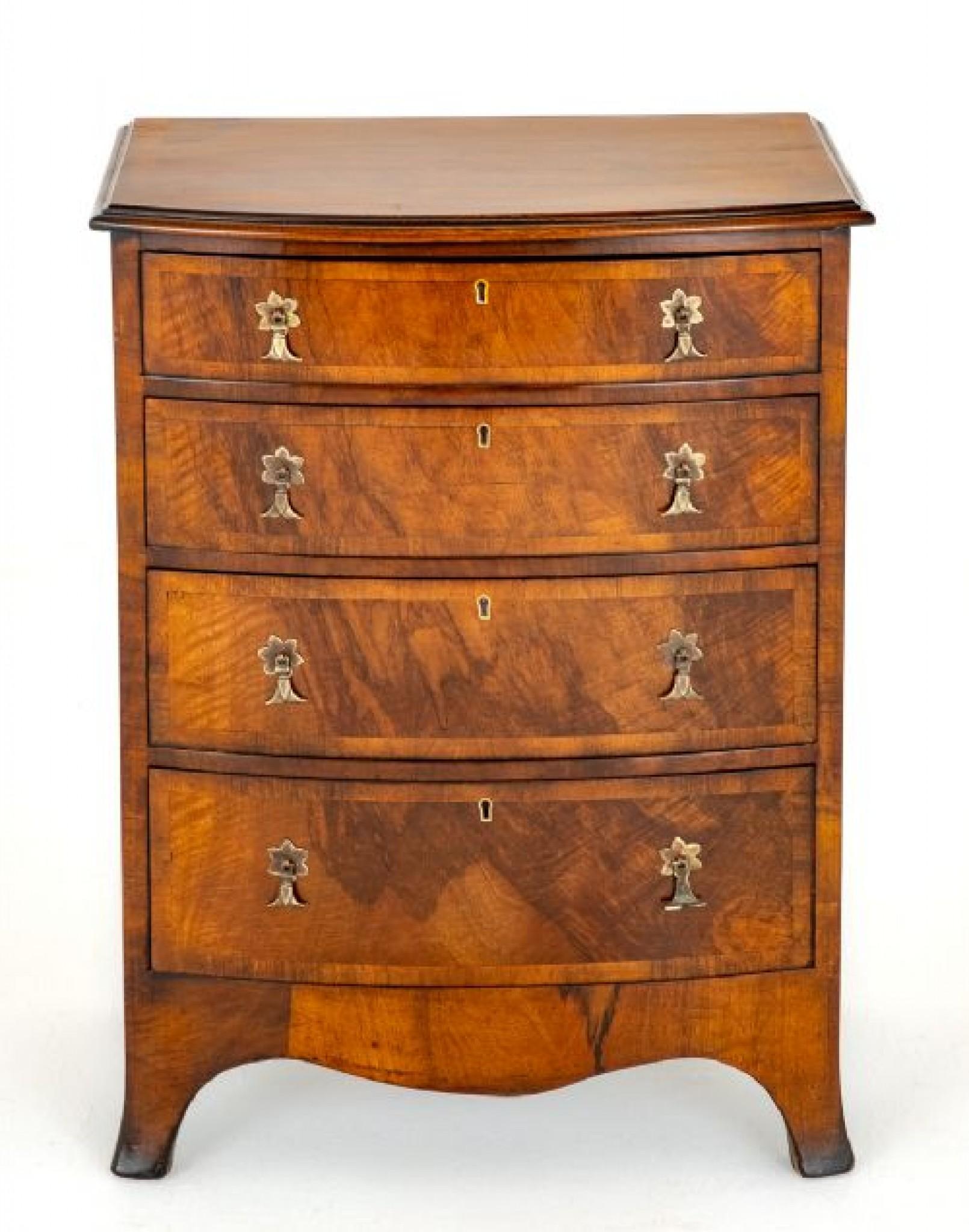 Walnut Regency Chest Drawers Bow Front For Sale