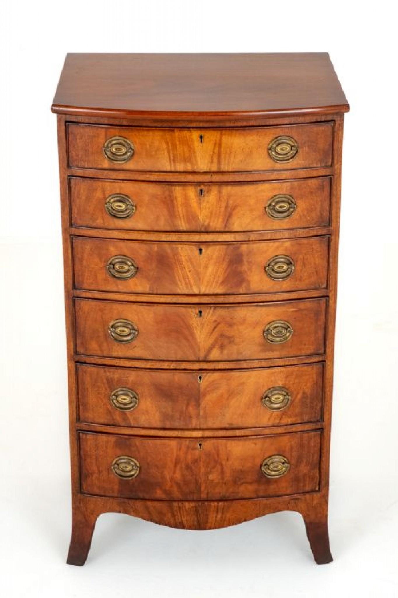 Early 20th Century Regency Chest Drawers Tall Boy Bow Front For Sale