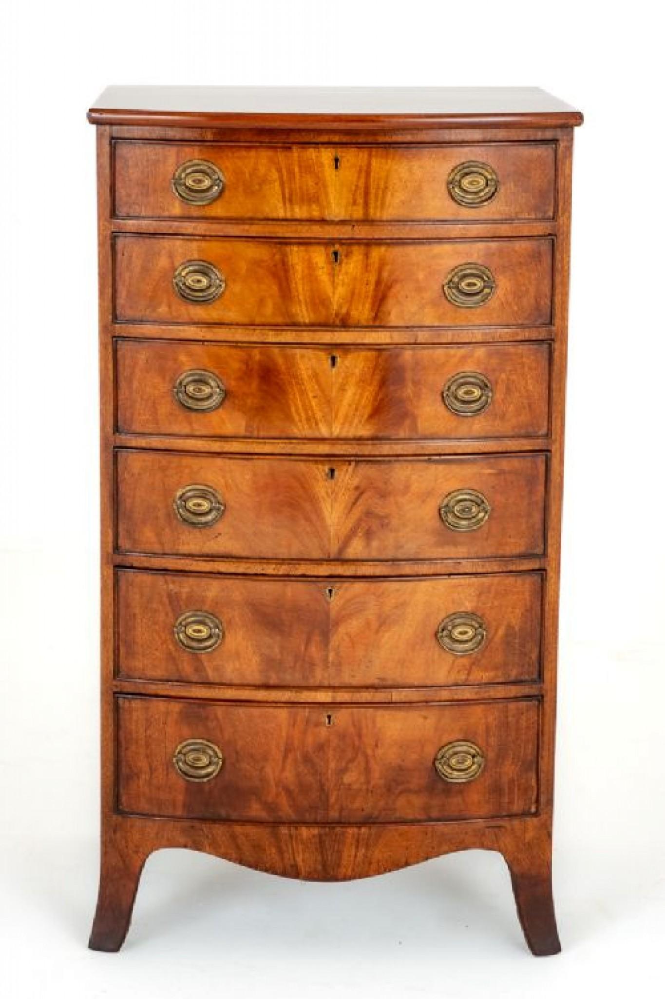 Regency Chest Drawers Tall Boy Bow Front For Sale 1
