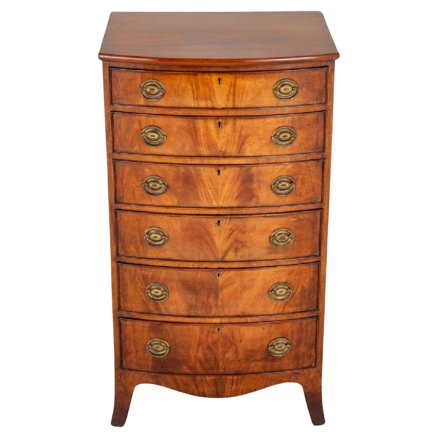 Regency Chest Drawers Tall Boy Bow Front