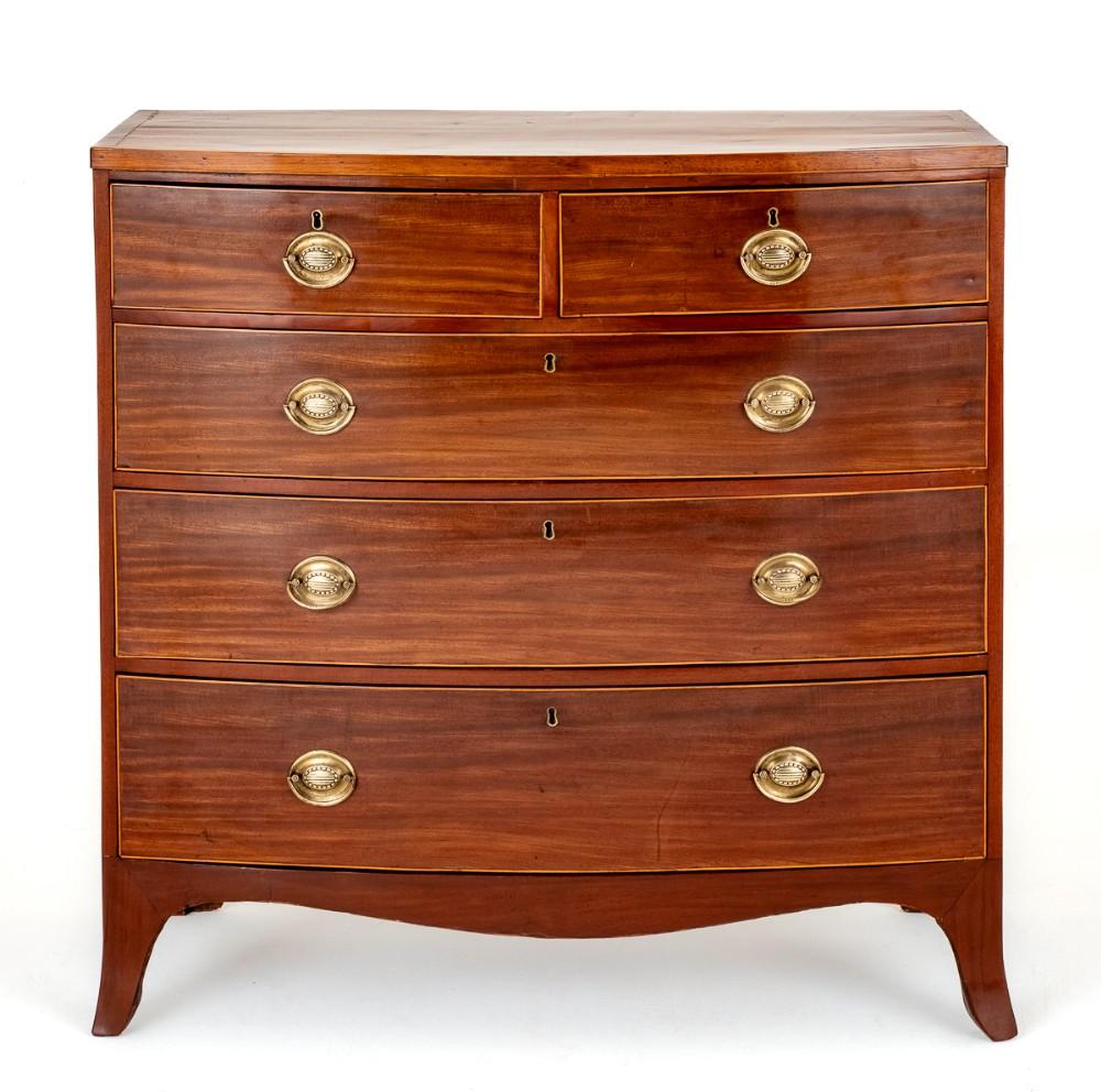 Late 20th Century Regency Chest of Drawers Mahogany Bow Front For Sale