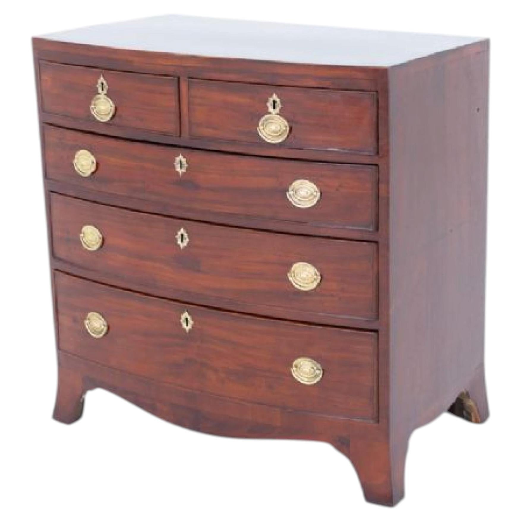 Regency Chest of Drawers Mahogany Bow Front Period 1810 For Sale