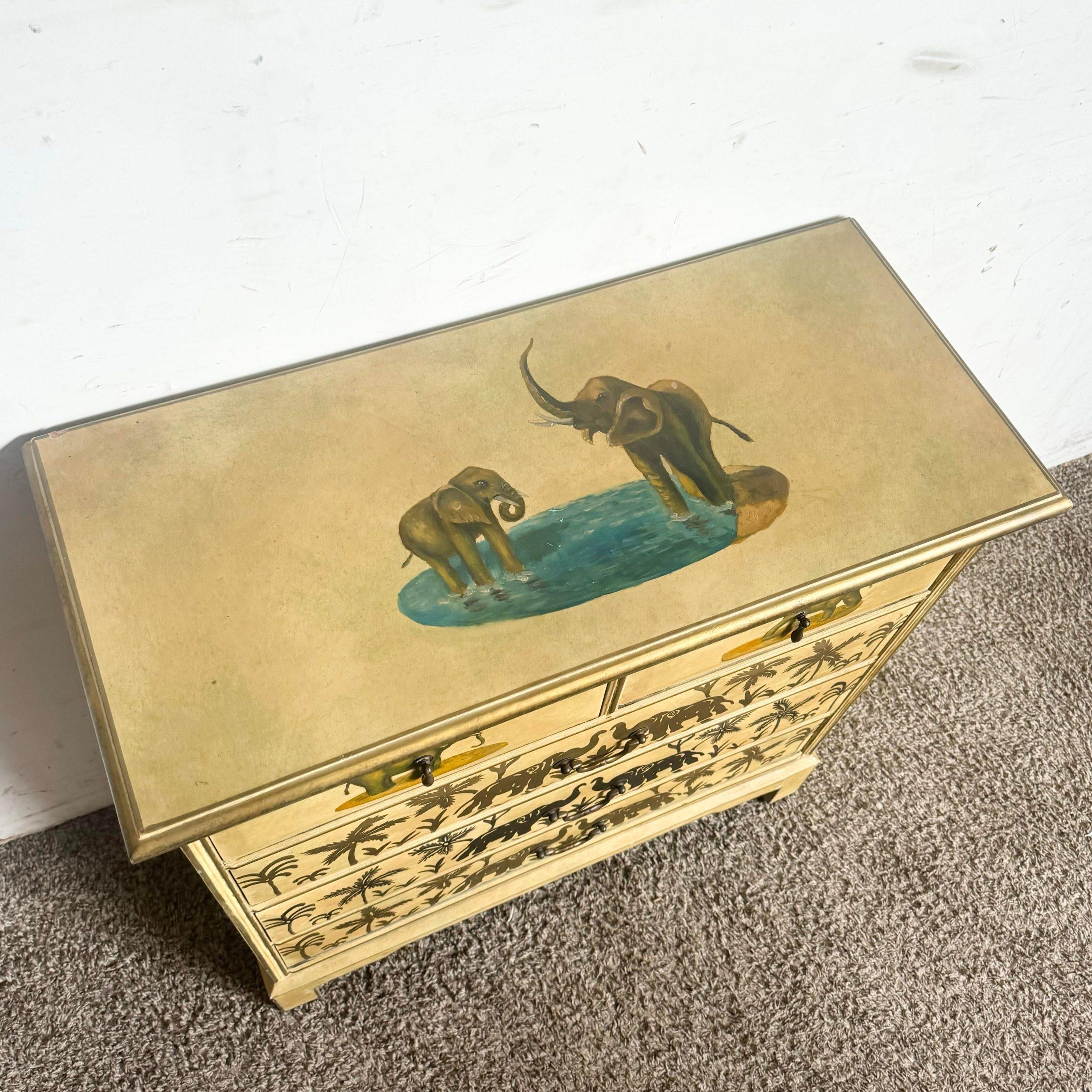 Inconnu Commode Regency avec éléphants peints à la main en vente