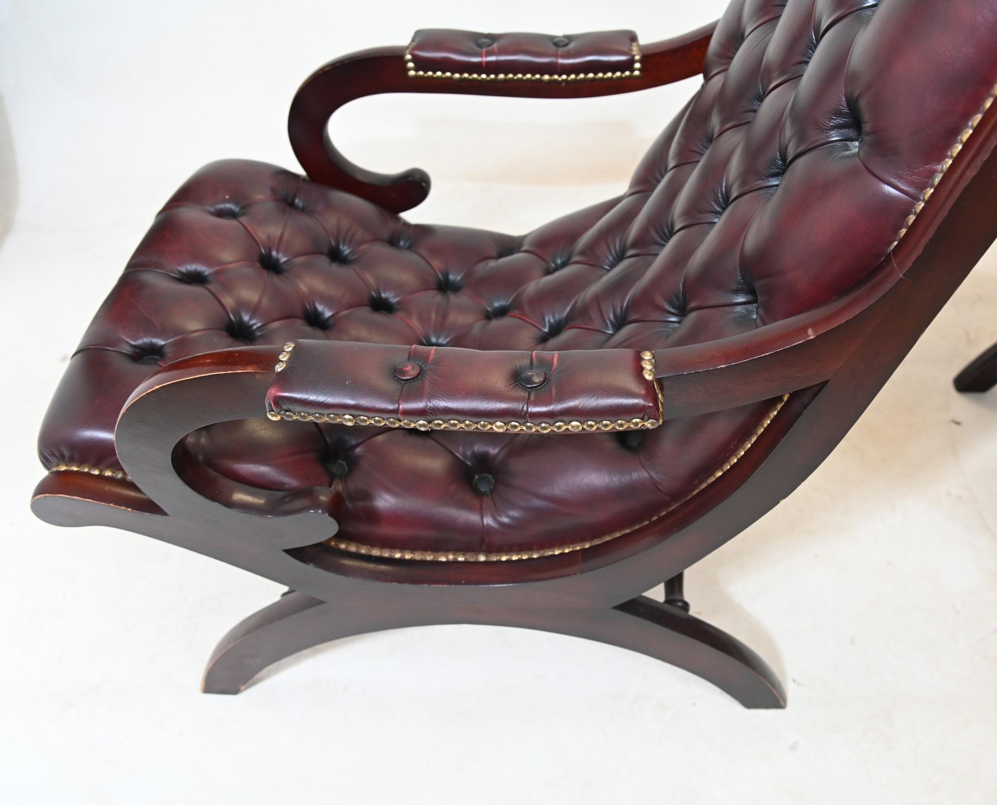 18th Century and Earlier Regency Chesterfield Arm Chair Deep Button Leather Seat