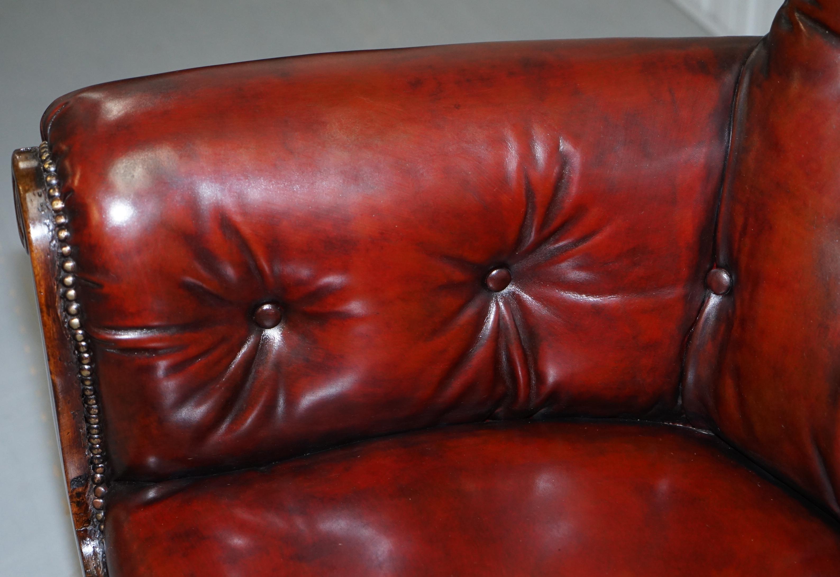 Hand-Crafted Regency Chesterfield Bordeaux Leather Porters Armchair in the Manner of Gillows For Sale
