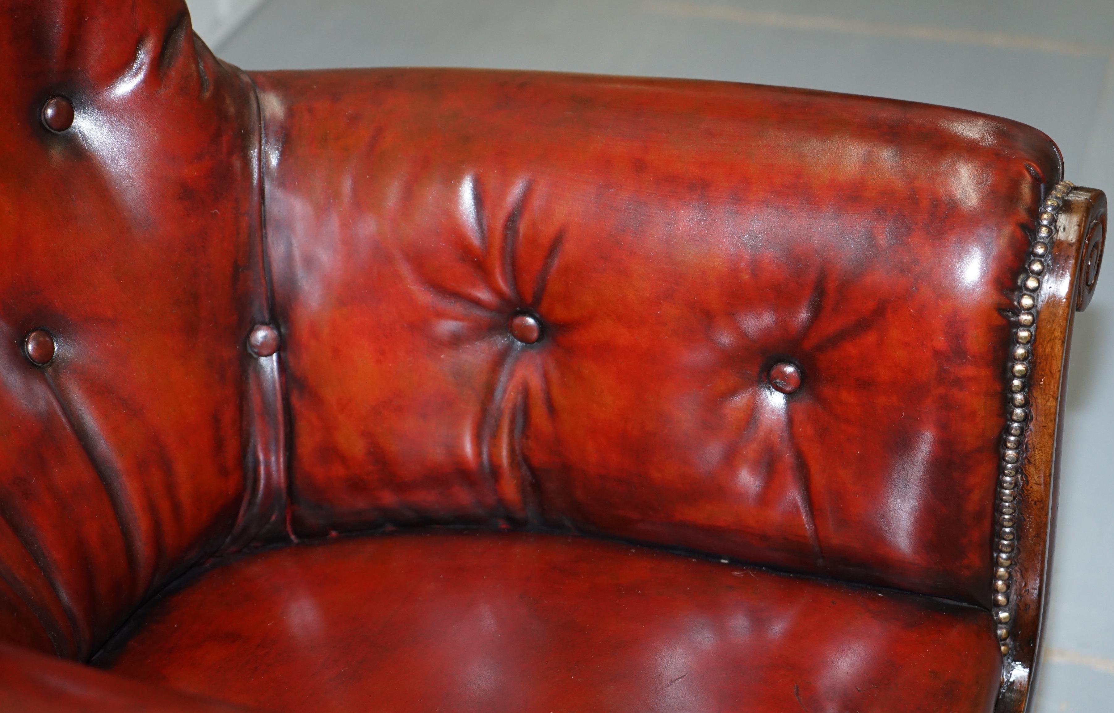Regency Chesterfield Bordeaux Leather Porters Armchair in the Manner of Gillows For Sale 1