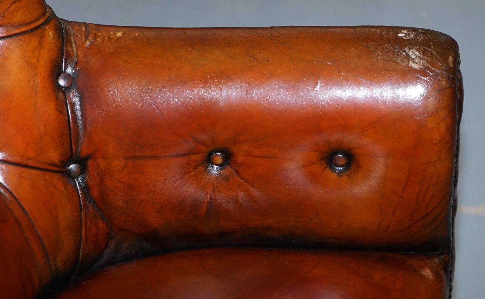 Regency Chesterfield Brown Leather Porters Armchair in the Manor of Gillows For Sale 1