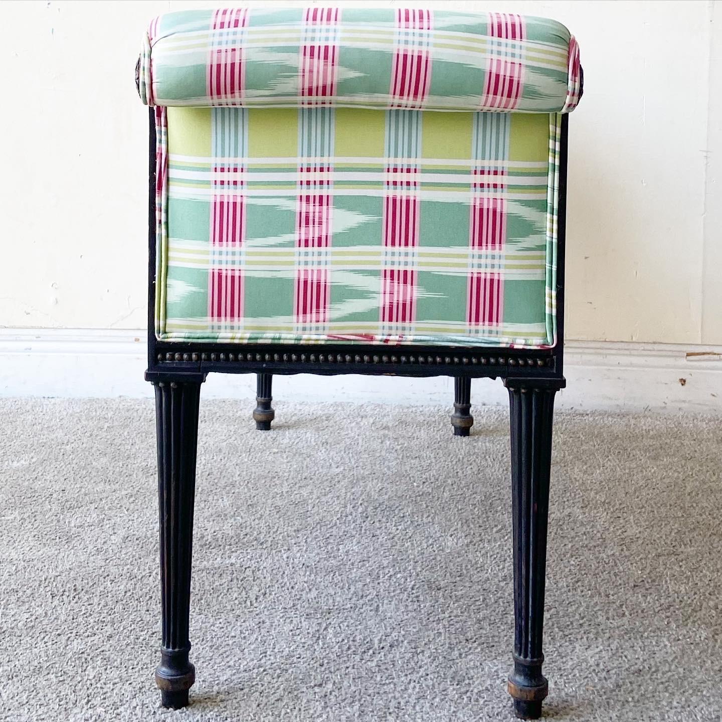 Late 20th Century Regency Chic Pink & Green Bench