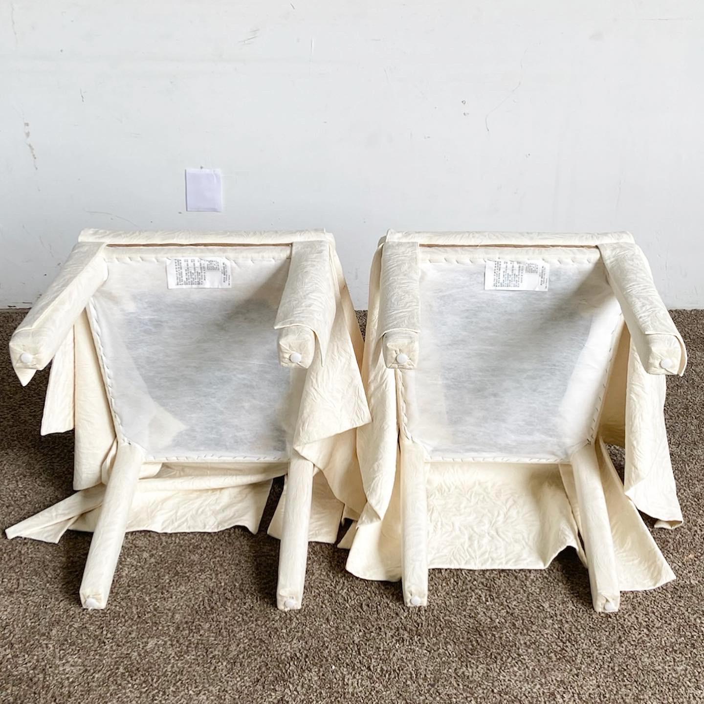Late 20th Century Regency Chic White Skirted Dining Chairs - Set of 6 For Sale