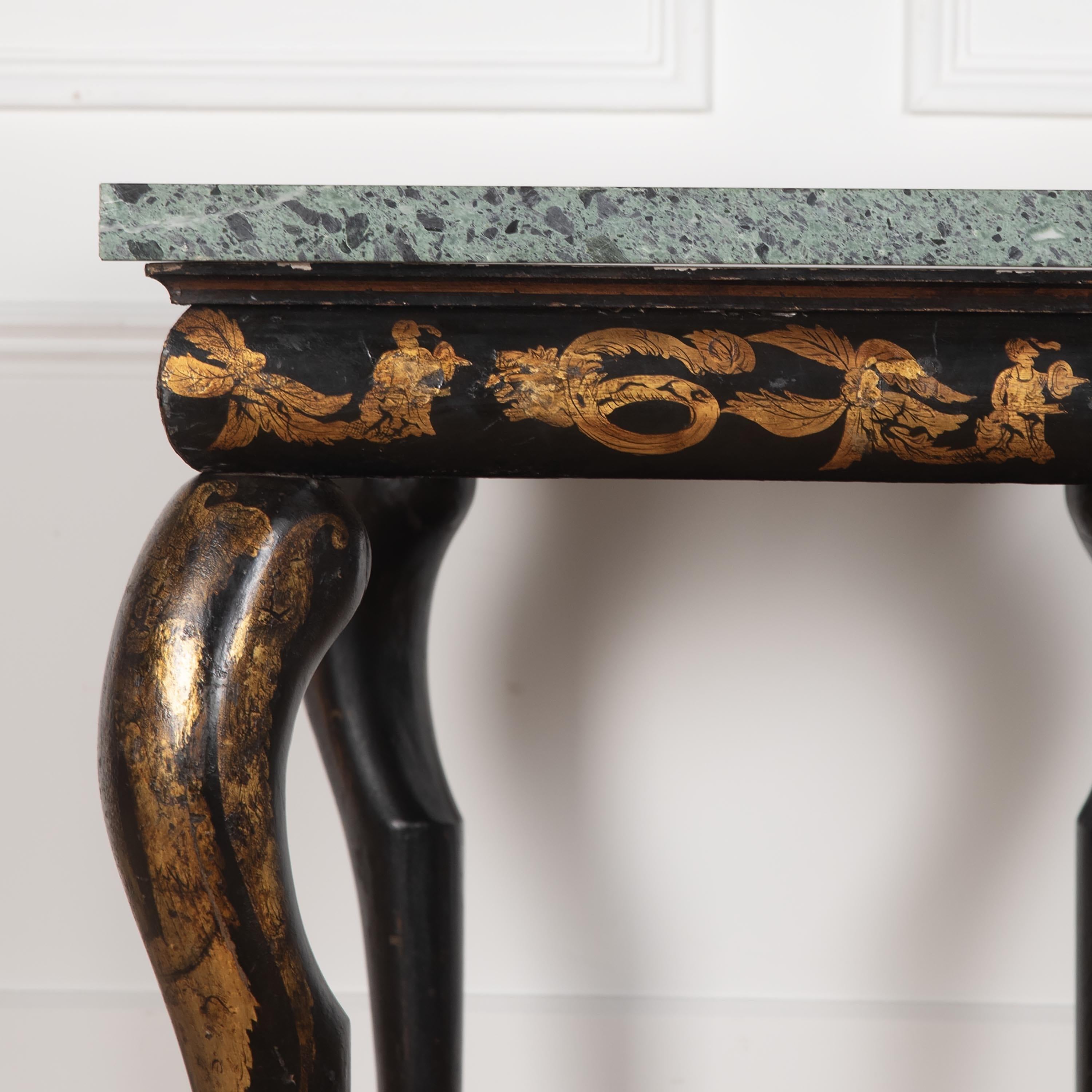 Regency Chinoiserie and Marble Console Table For Sale 6