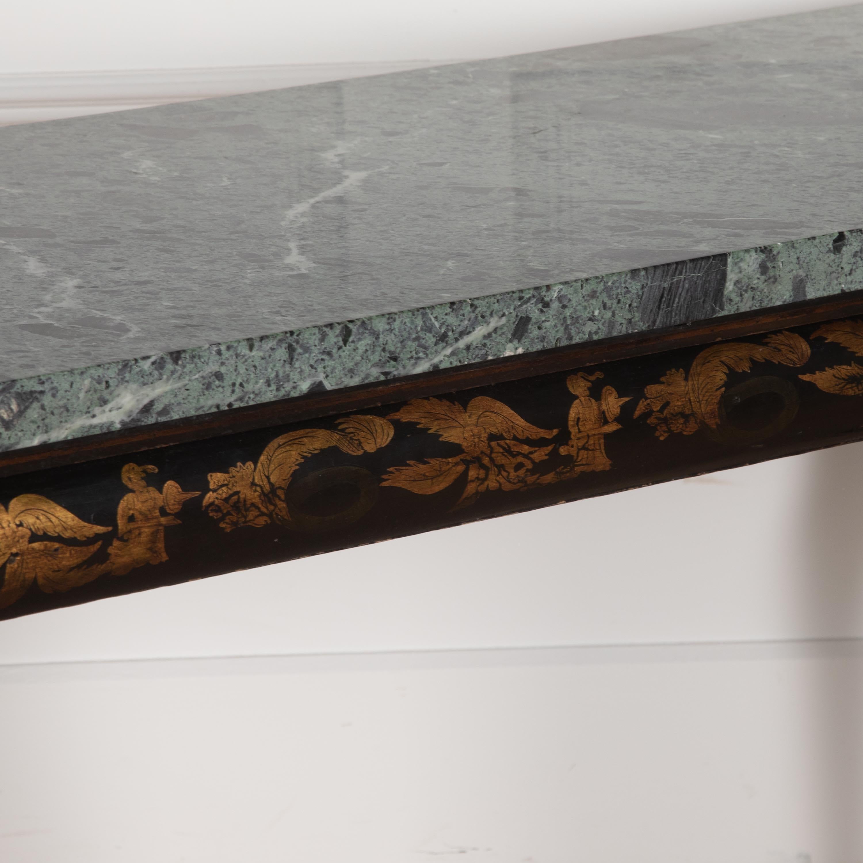 Regency Chinoiserie and Marble Console Table For Sale 7