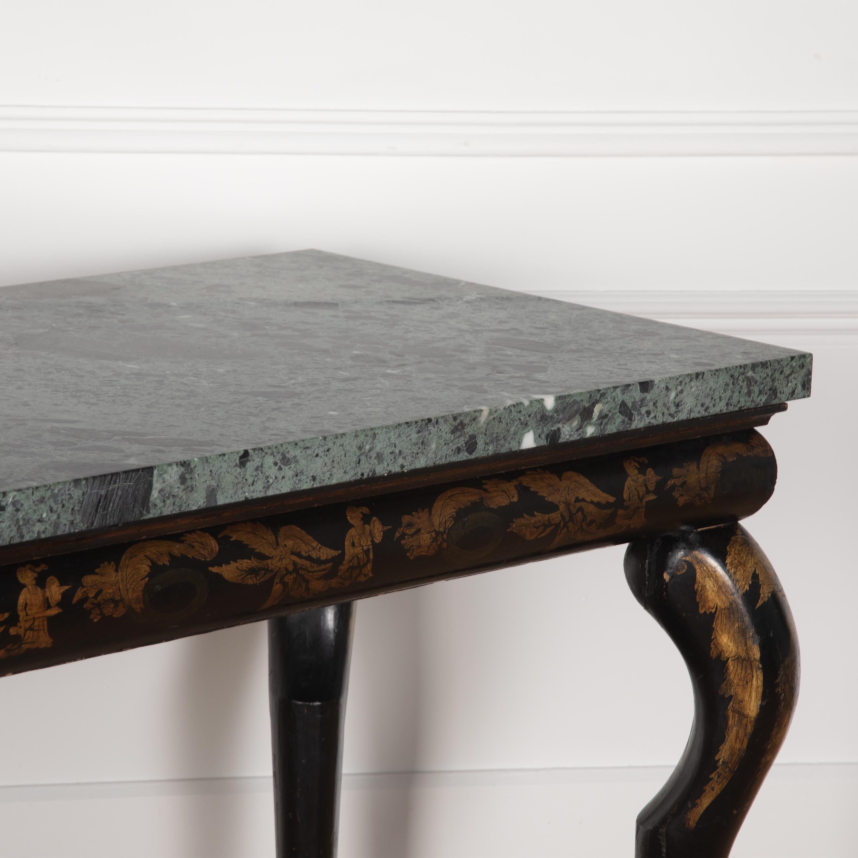 Regency Chinoiserie and Marble Console Table For Sale 9