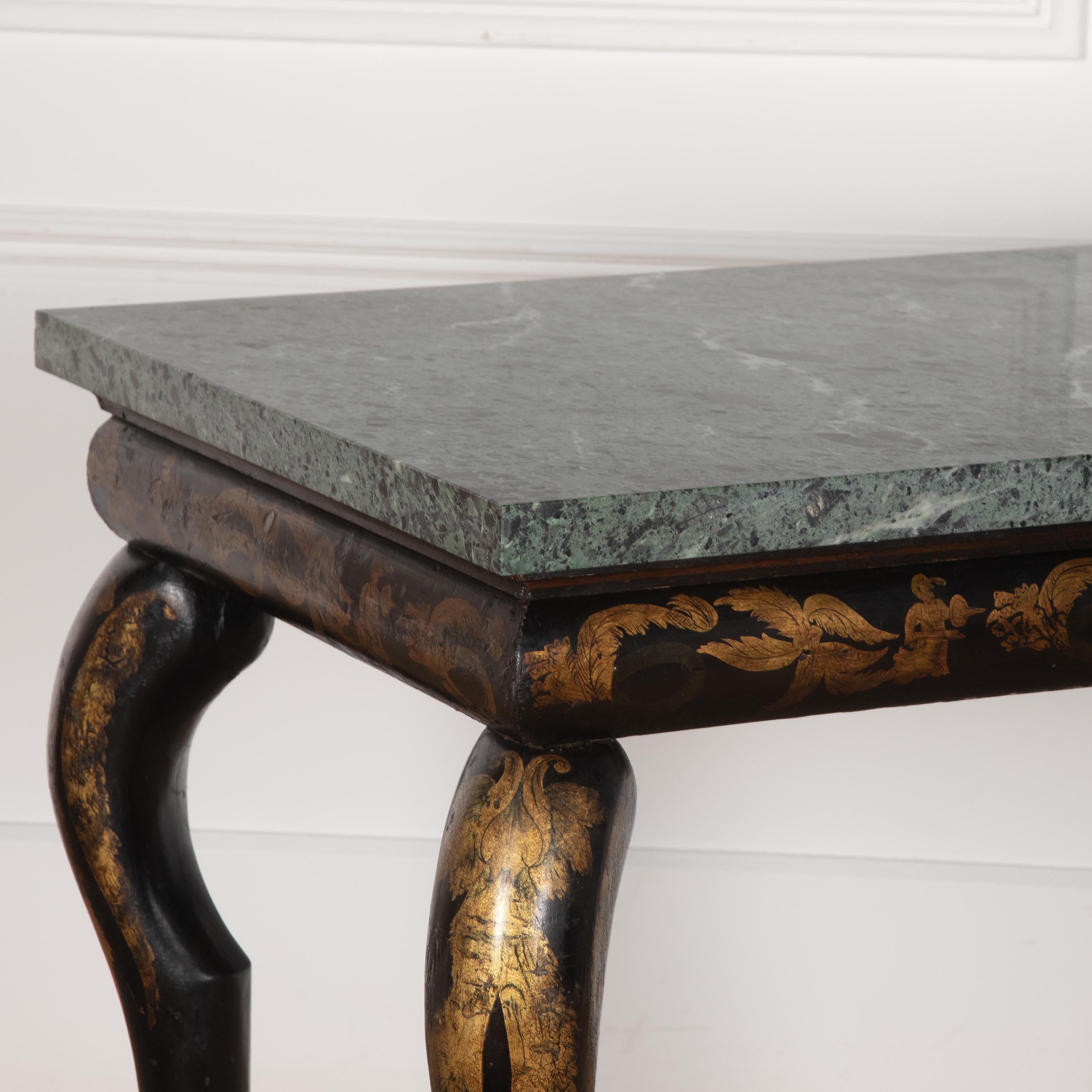 English Regency Chinoiserie and Marble Console Table For Sale