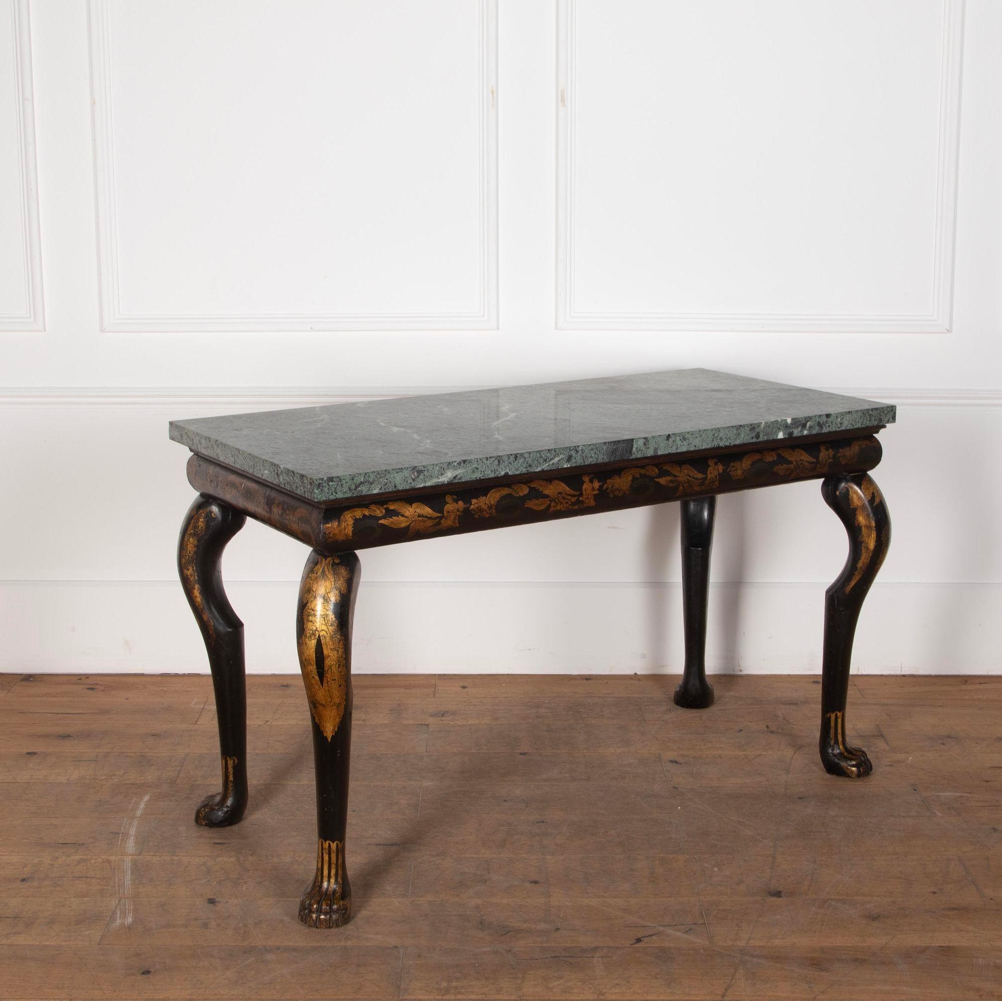 Gilt Regency Chinoiserie and Marble Console Table For Sale