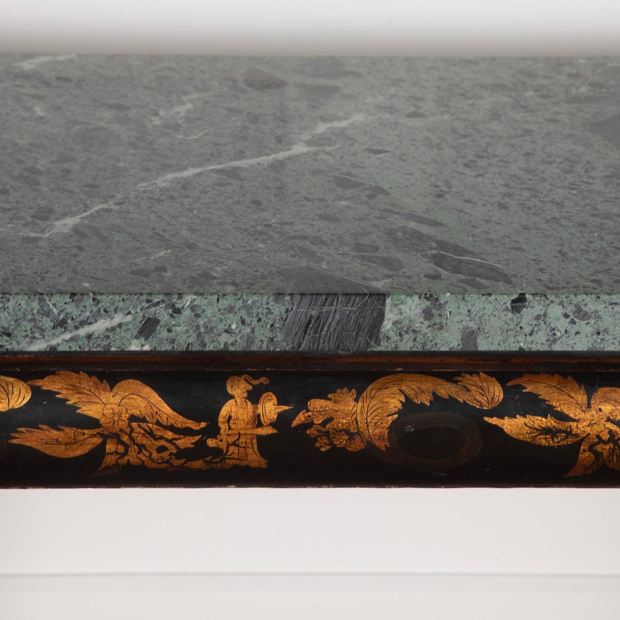 Early 19th Century Regency Chinoiserie and Marble Console Table For Sale