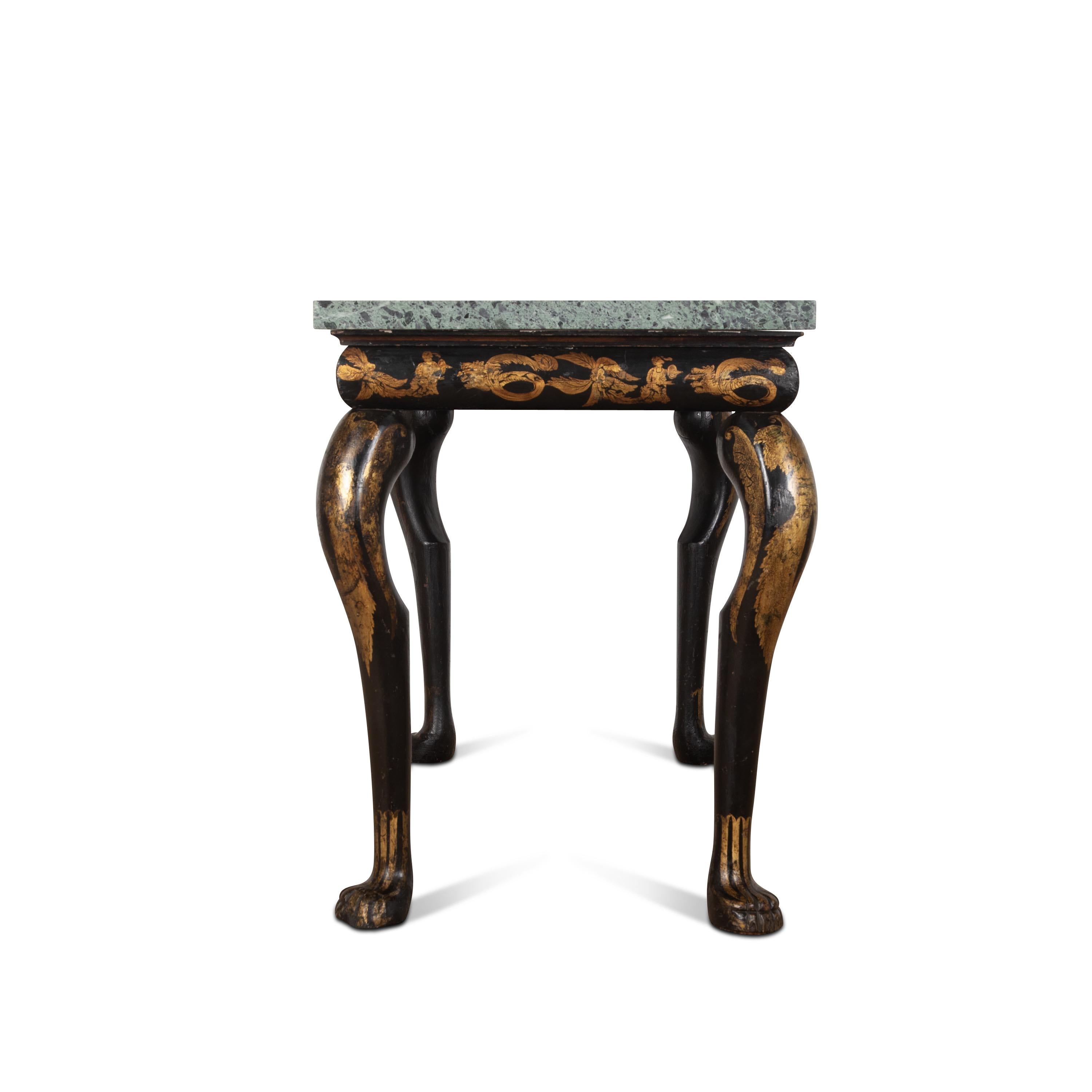 Regency Chinoiserie and Marble Console Table For Sale 1