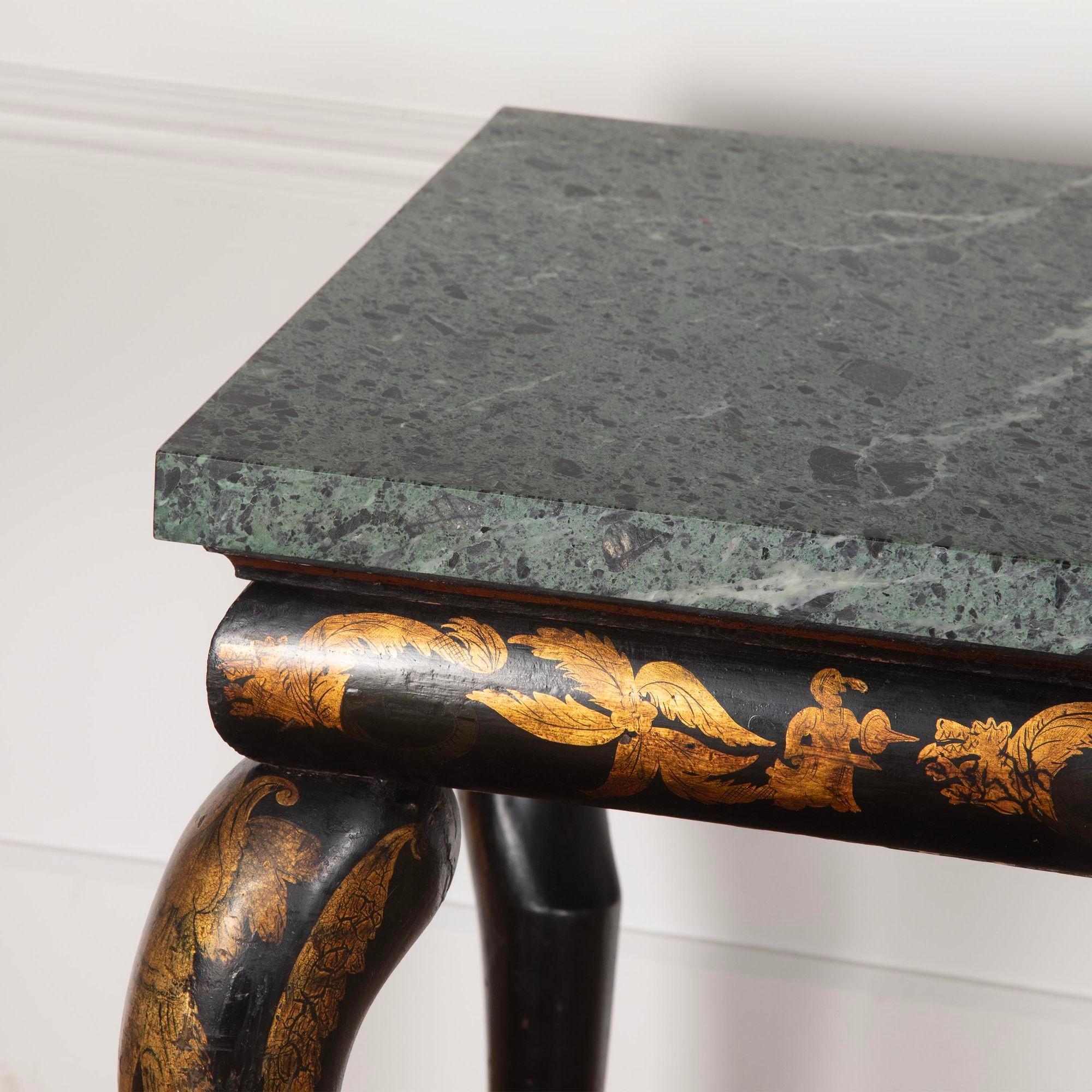 Regency Chinoiserie and Marble Console Table For Sale 1