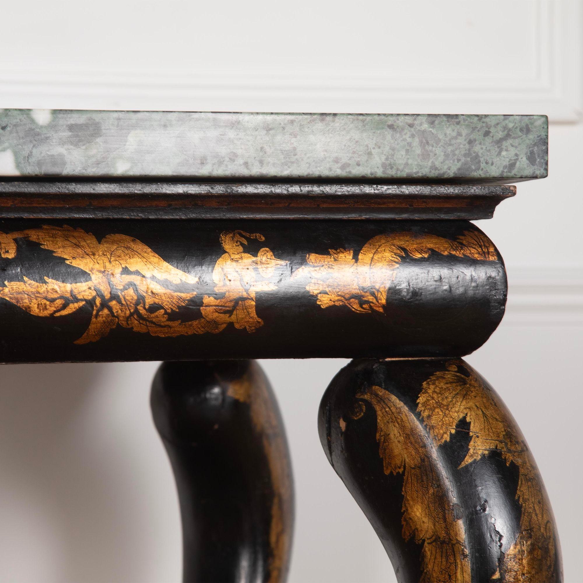 Regency Chinoiserie and Marble Console Table For Sale 2